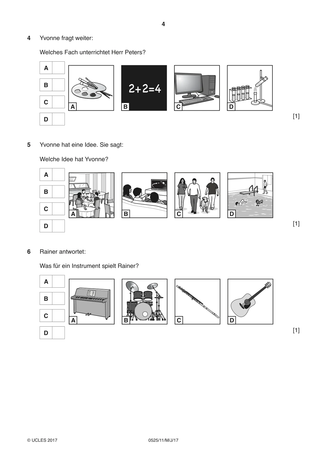 Cambridge IGCSE German - Foreign Language 0525 2017 May/June Paper 1 · Variant 1 question paper, page 4 of 16