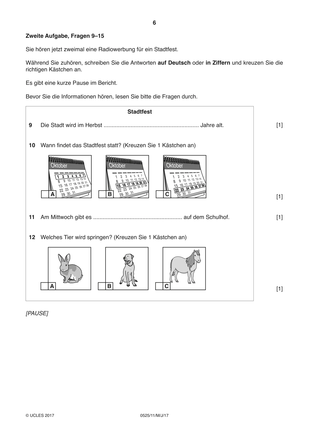Cambridge IGCSE German - Foreign Language 0525 2017 May/June Paper 1 · Variant 1 question paper, page 6 of 16