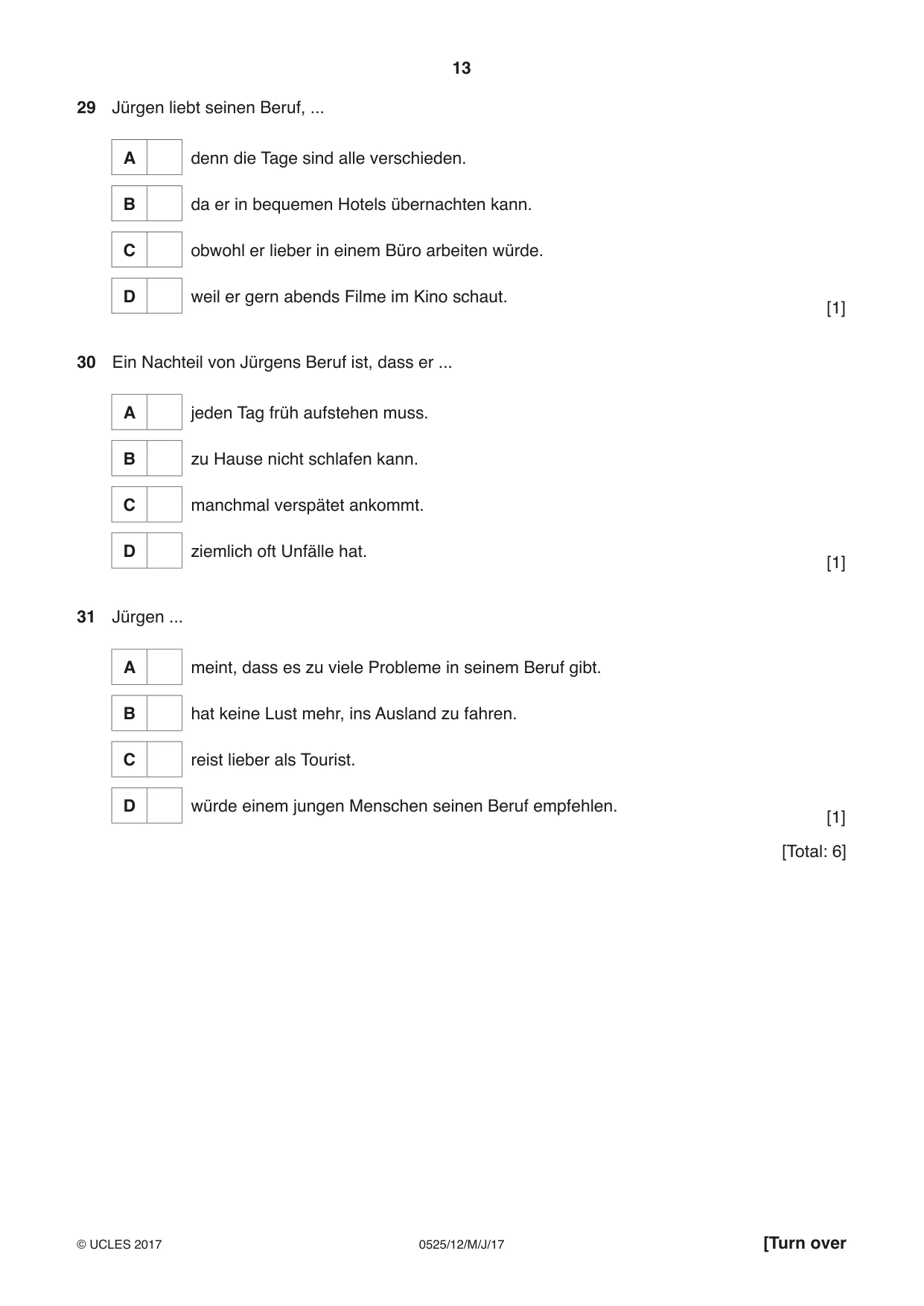 Cambridge IGCSE German - Foreign Language 0525 2017 May/June Paper 1 · Variant 2 question paper, page 13 of 16