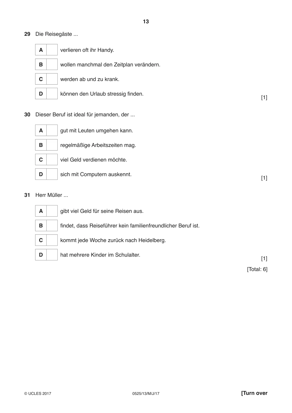 Cambridge IGCSE German - Foreign Language 0525 2017 May/June Paper 1 · Variant 3 question paper, page 13 of 16