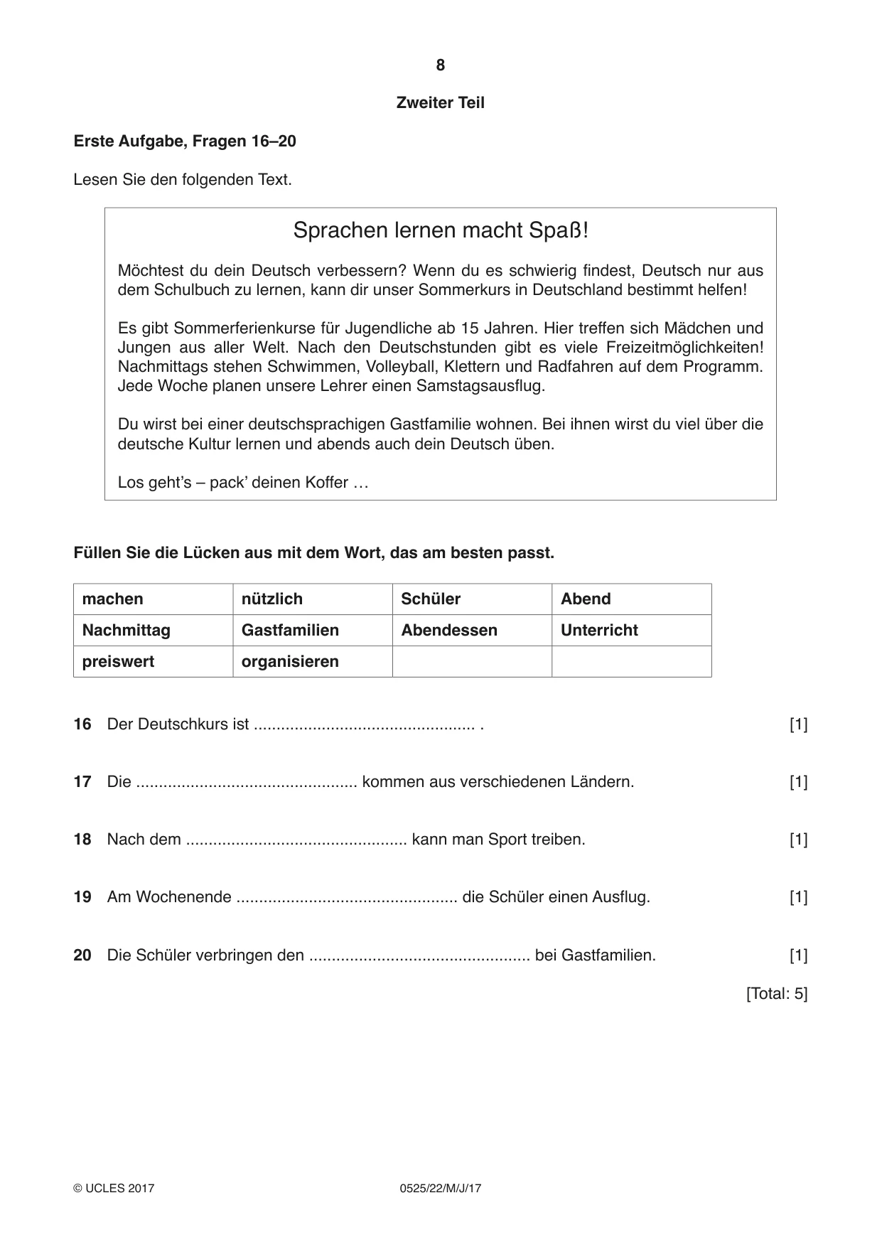 Cambridge IGCSE German - Foreign Language 0525 2017 May/June Paper 2 · Variant 2 question paper, page 8 of 16