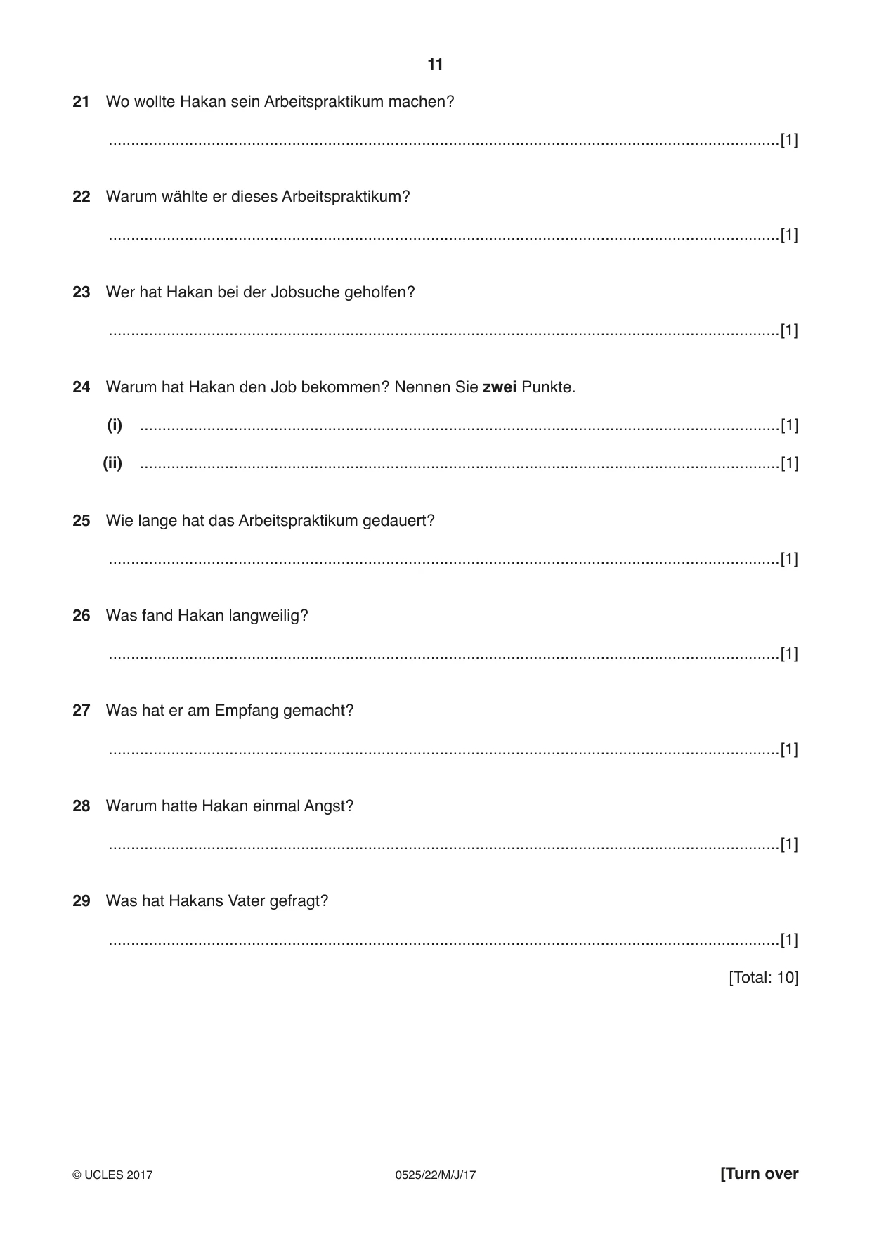 Cambridge IGCSE German - Foreign Language 0525 2017 May/June Paper 2 · Variant 2 question paper, page 11 of 16