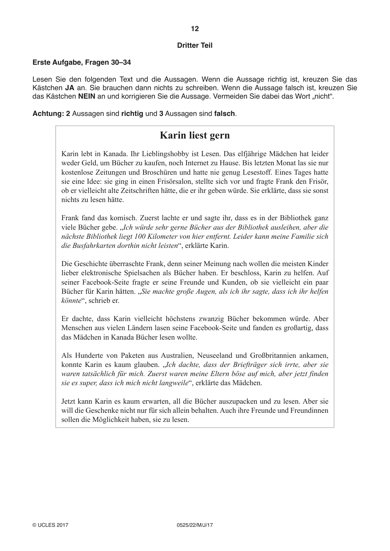 Cambridge IGCSE German - Foreign Language 0525 2017 May/June Paper 2 · Variant 2 question paper, page 12 of 16