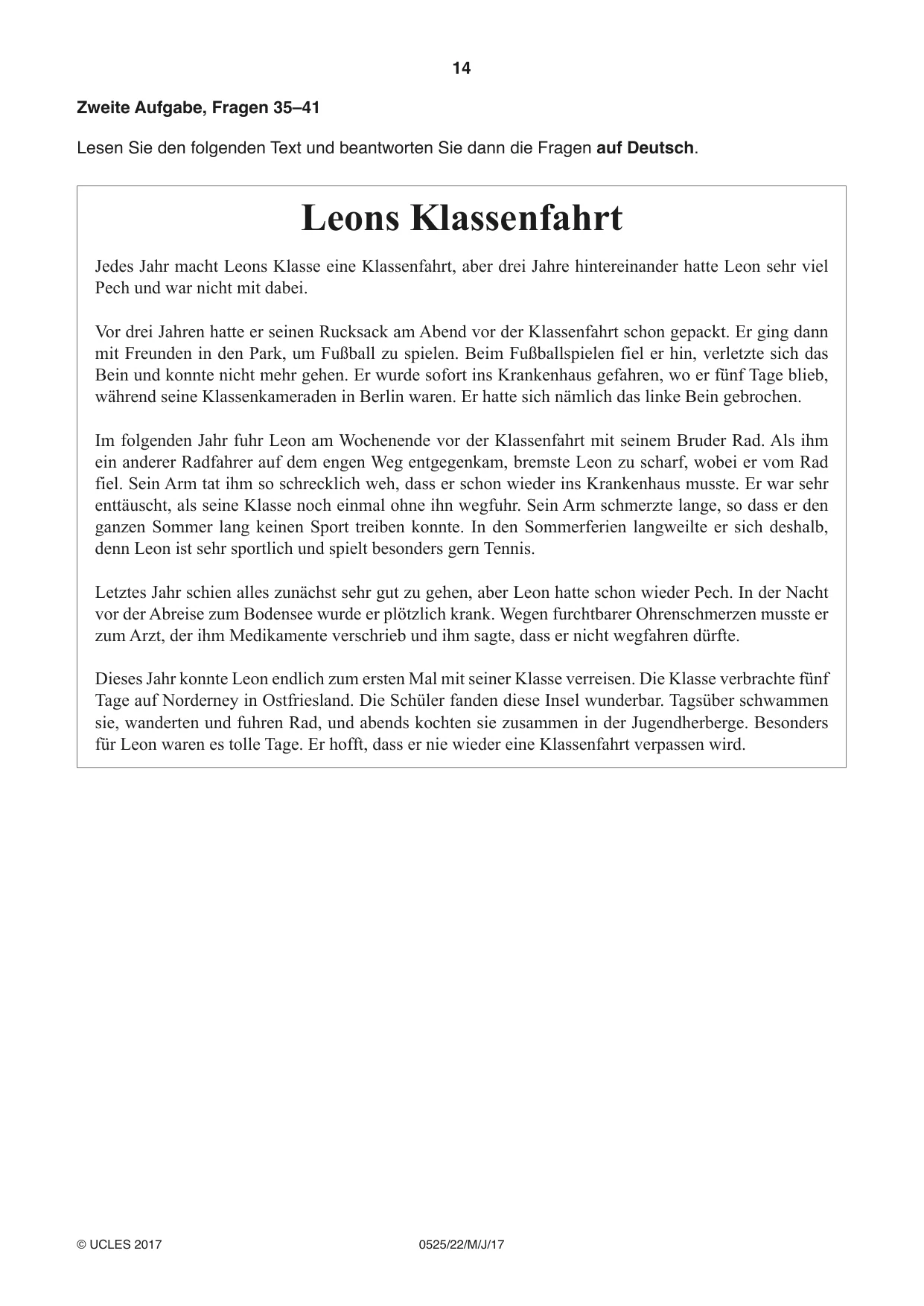 Cambridge IGCSE German - Foreign Language 0525 2017 May/June Paper 2 · Variant 2 question paper, page 14 of 16