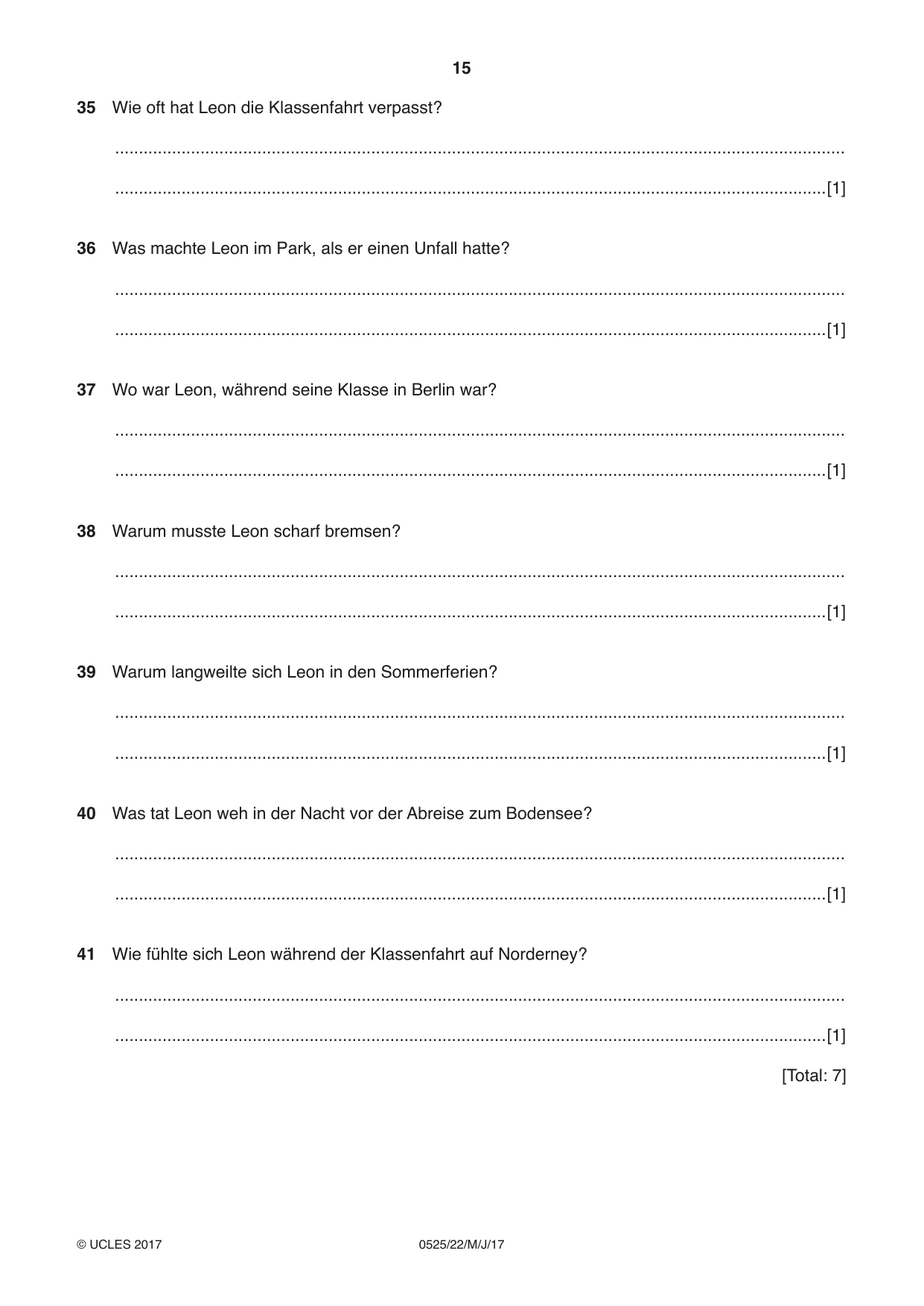 Cambridge IGCSE German - Foreign Language 0525 2017 May/June Paper 2 · Variant 2 question paper, page 15 of 16