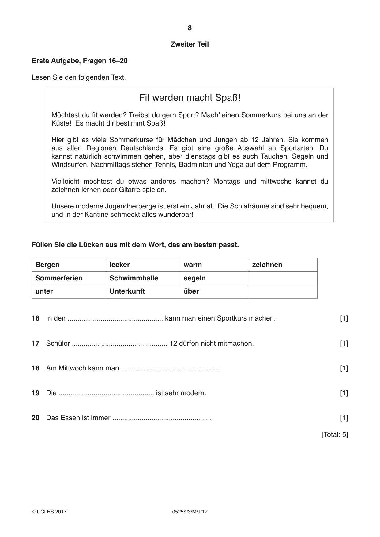 Cambridge IGCSE German - Foreign Language 0525 2017 May/June Paper 2 · Variant 3 question paper, page 8 of 16