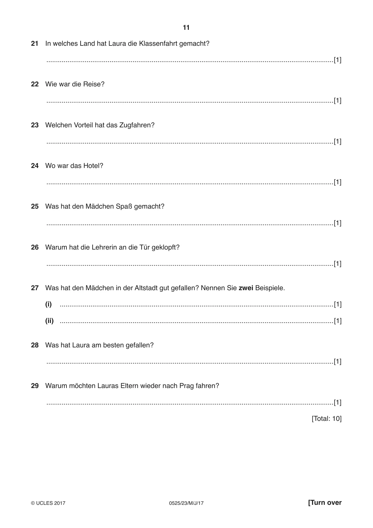 Cambridge IGCSE German - Foreign Language 0525 2017 May/June Paper 2 · Variant 3 question paper, page 11 of 16