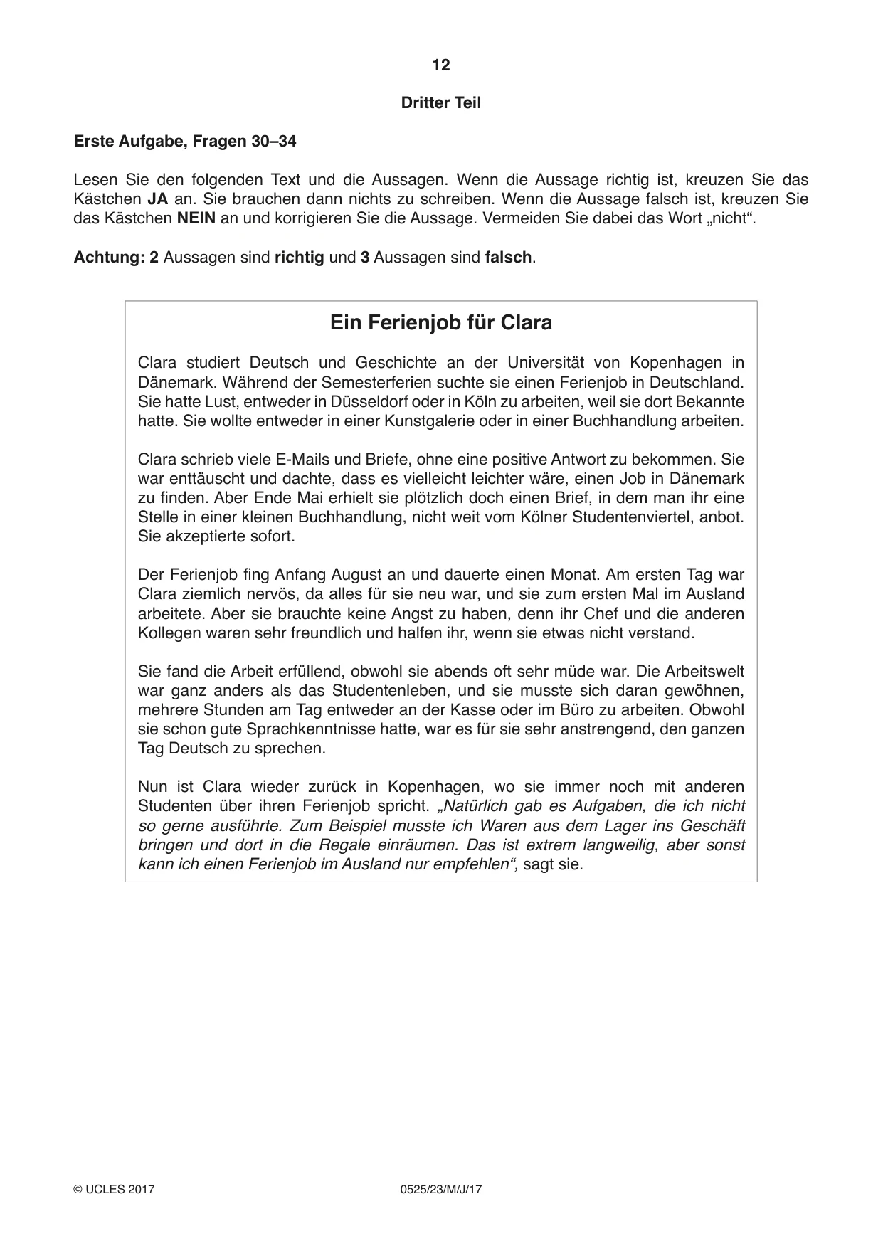Cambridge IGCSE German - Foreign Language 0525 2017 May/June Paper 2 · Variant 3 question paper, page 12 of 16