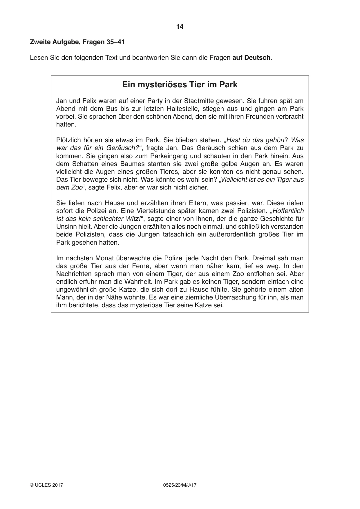Cambridge IGCSE German - Foreign Language 0525 2017 May/June Paper 2 · Variant 3 question paper, page 14 of 16