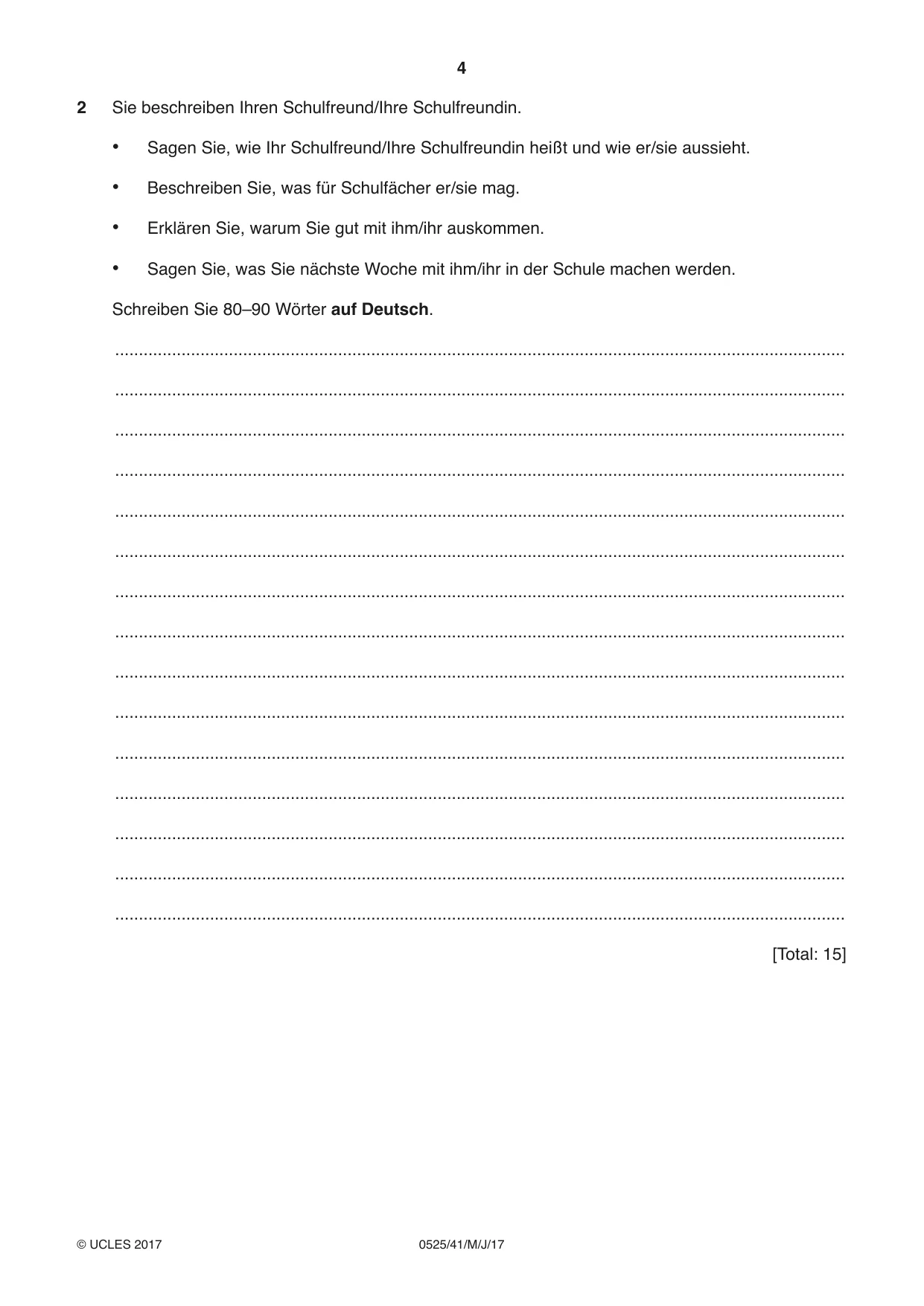 Cambridge IGCSE German - Foreign Language 0525 2017 May/June Paper 4 · Variant 1 question paper, page 4 of 8