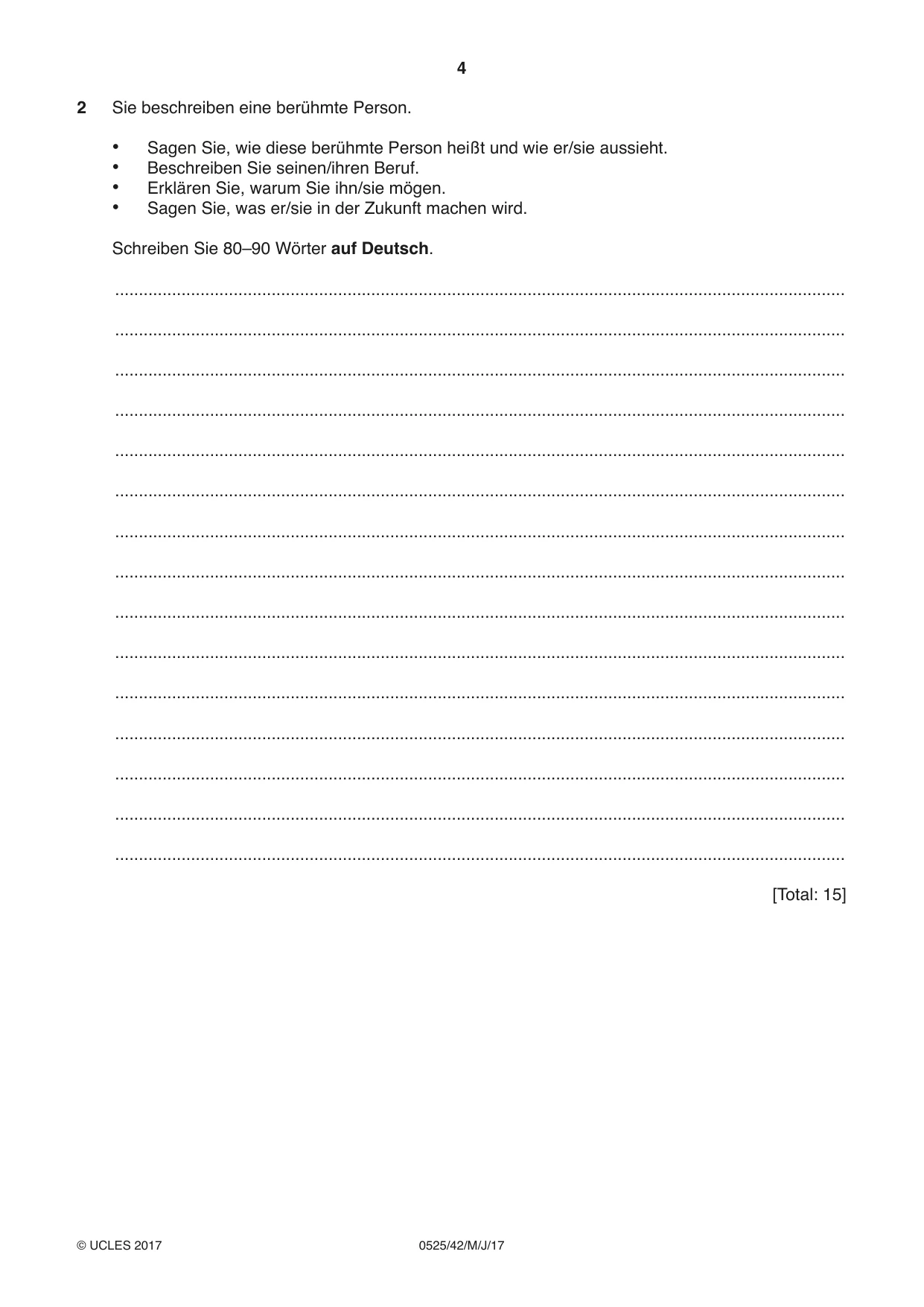 Cambridge IGCSE German - Foreign Language 0525 2017 May/June Paper 4 · Variant 2 question paper, page 4 of 8