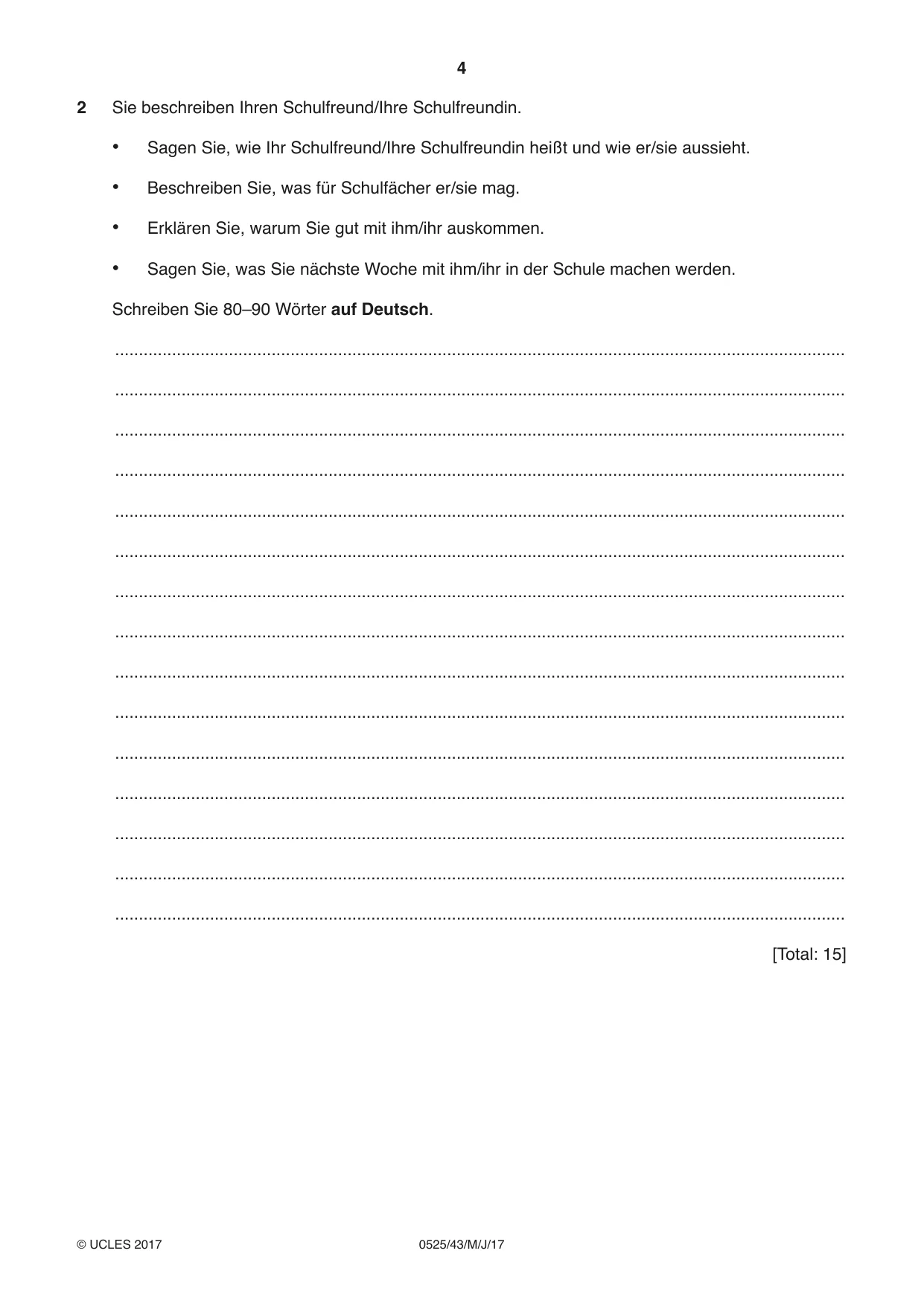 Cambridge IGCSE German - Foreign Language 0525 2017 May/June Paper 4 · Variant 3 question paper, page 4 of 8
