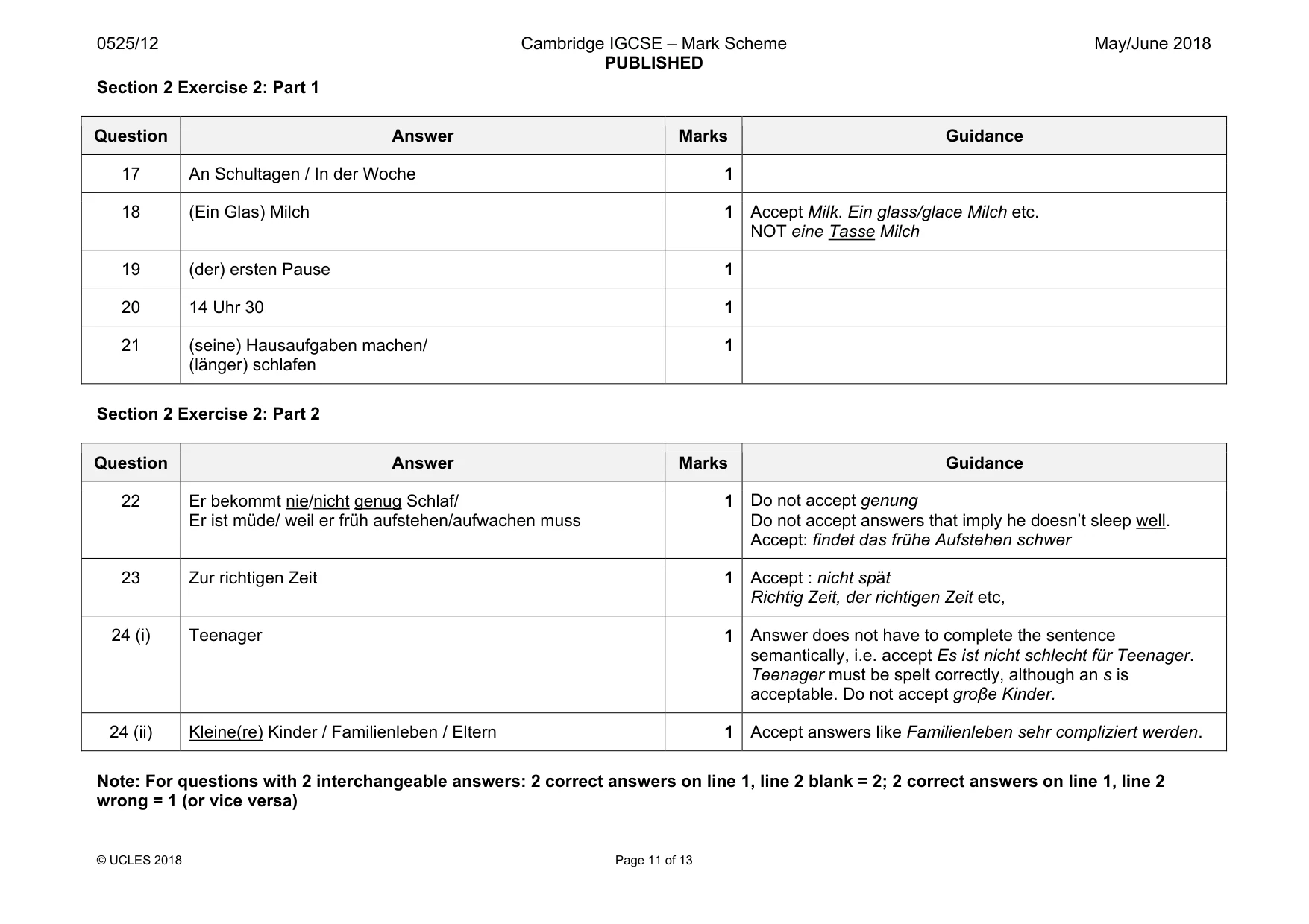 Mark scheme, page 11 of 13