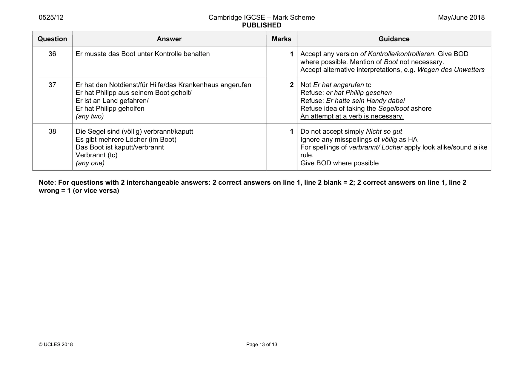 Mark scheme, page 13 of 13