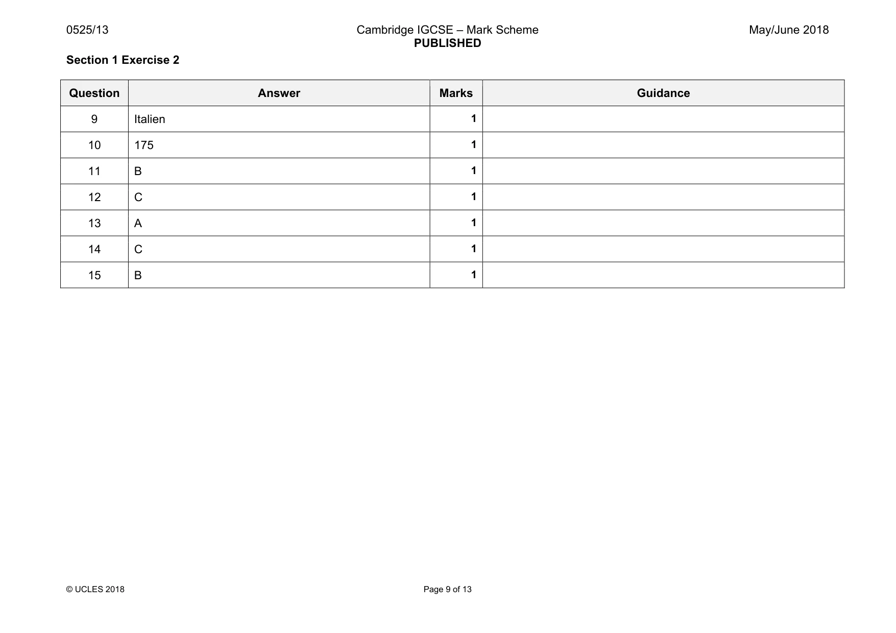 Mark scheme, page 9 of 13