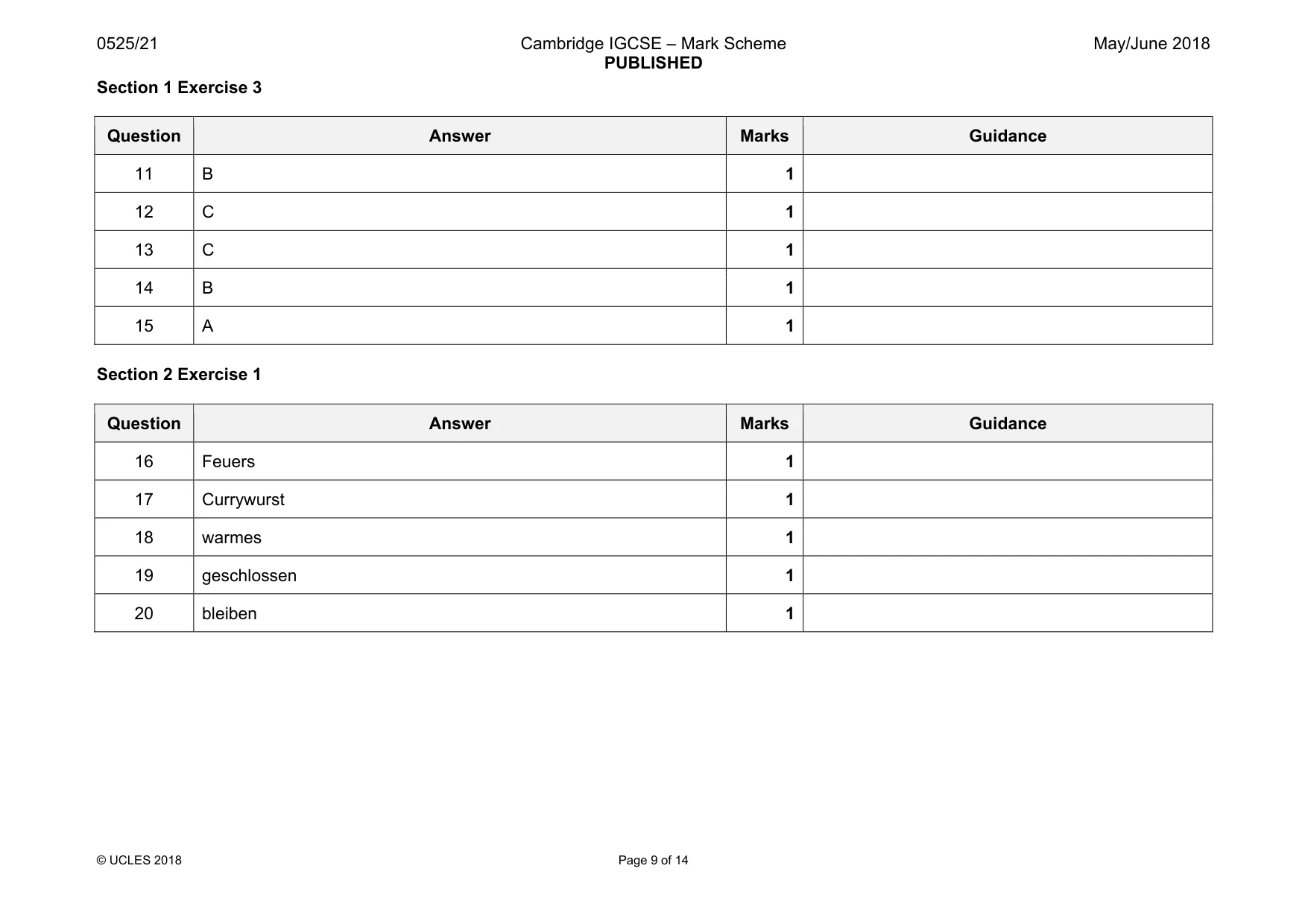 Mark scheme, page 9 of 14