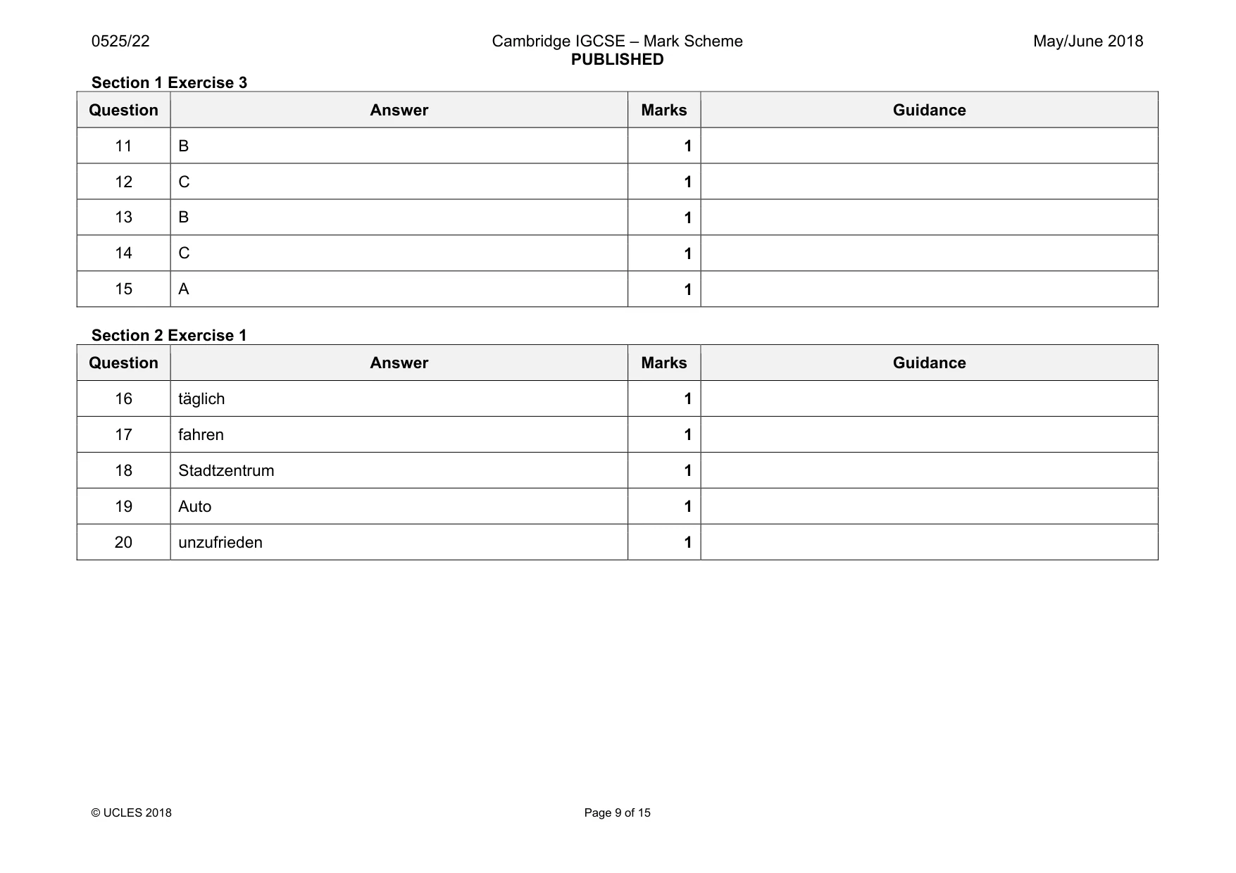Mark scheme, page 9 of 15