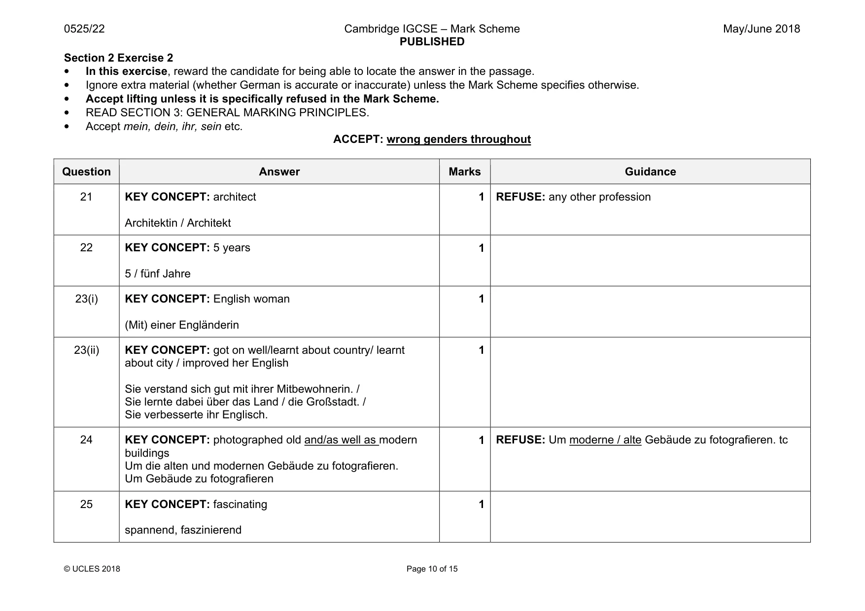 Mark scheme, page 10 of 15