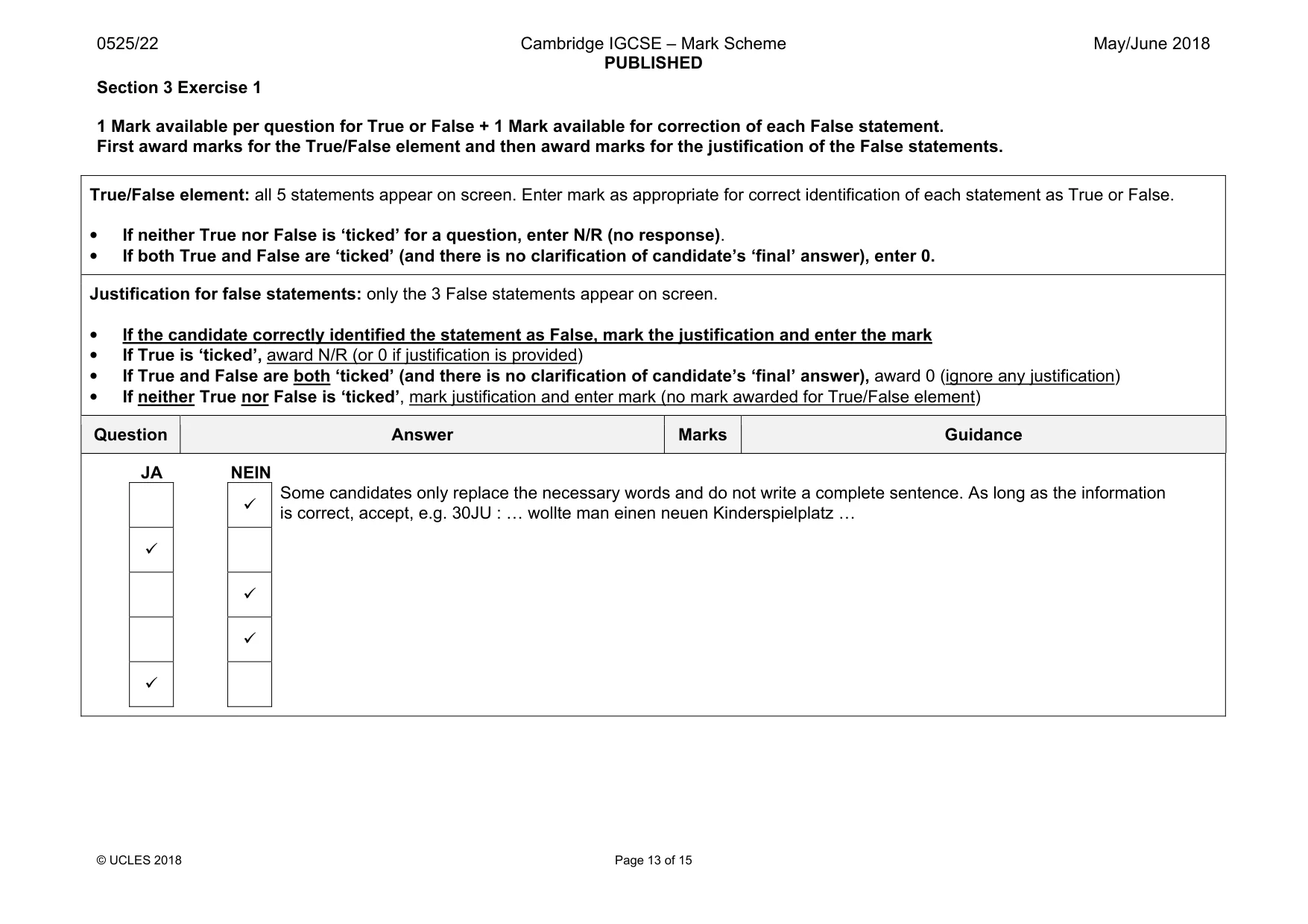 Mark scheme, page 13 of 15