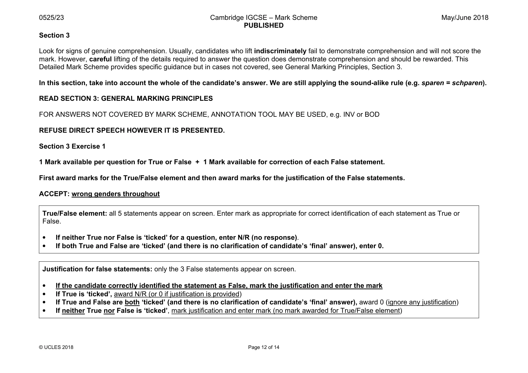 Mark scheme, page 12 of 14