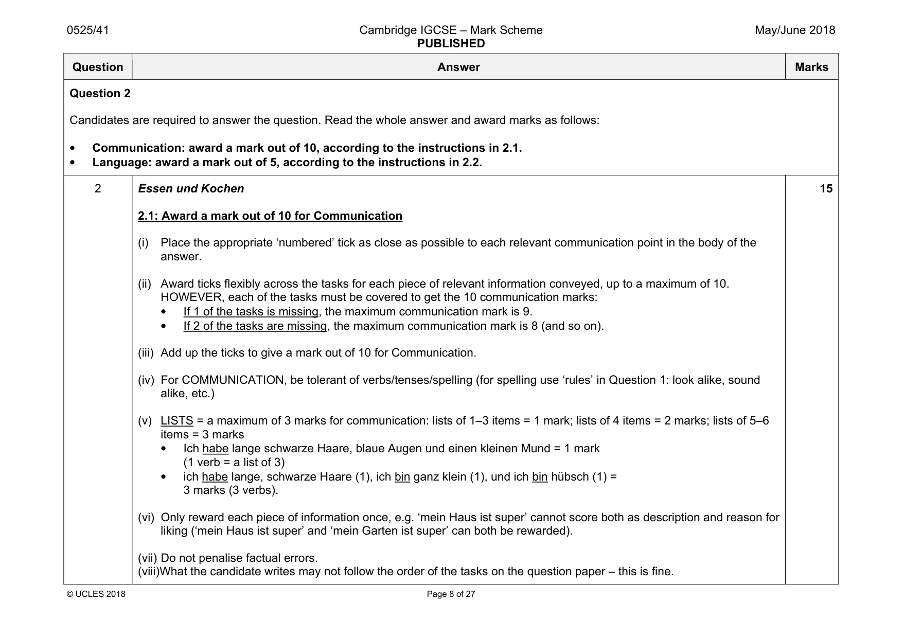 Mark scheme, page 8 of 27
