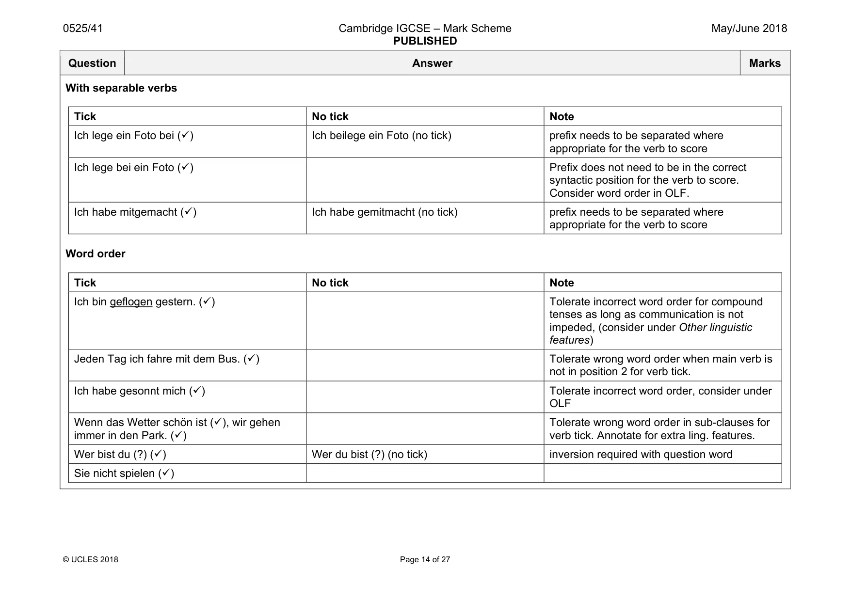 Mark scheme, page 14 of 27