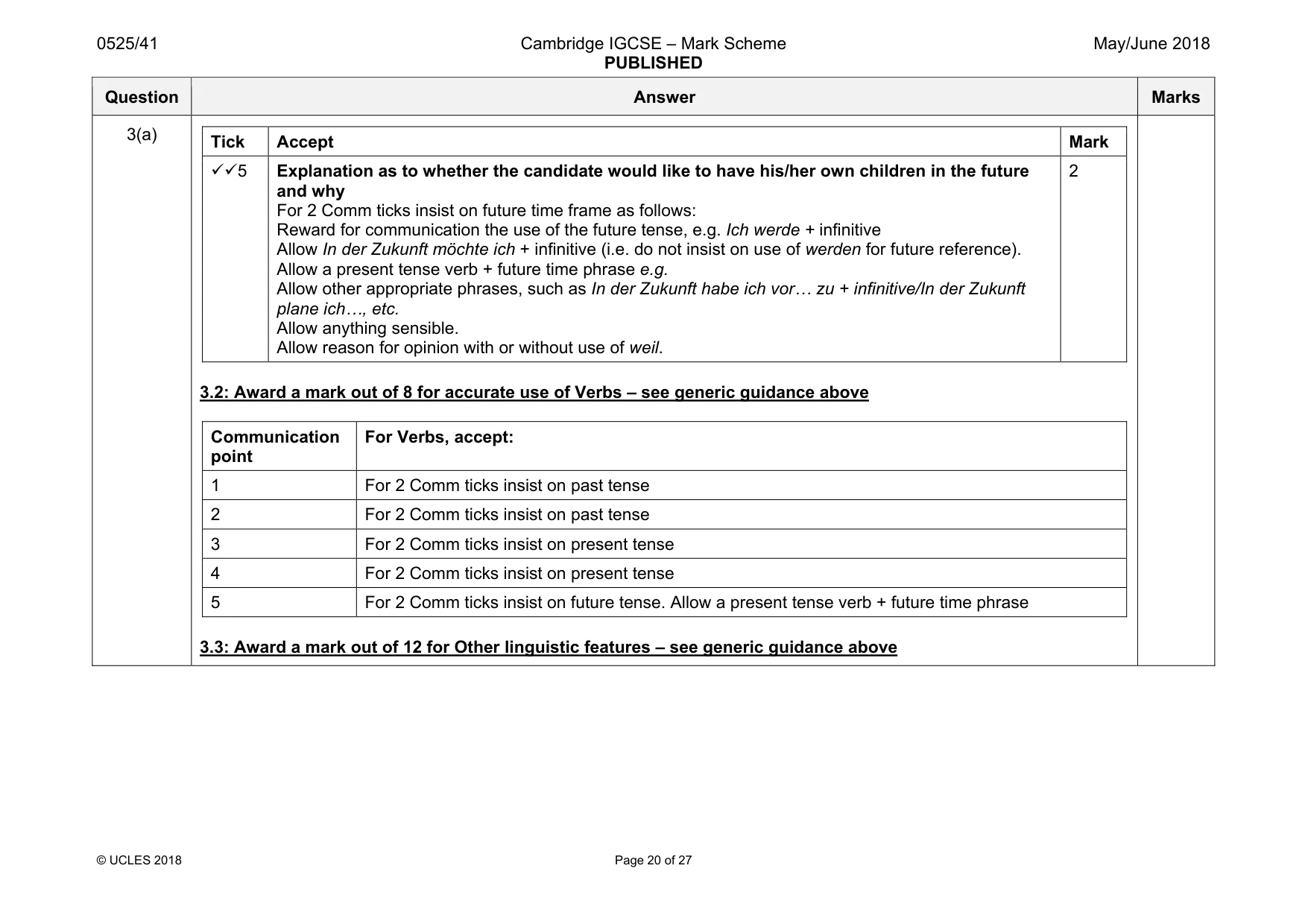 Mark scheme, page 20 of 27