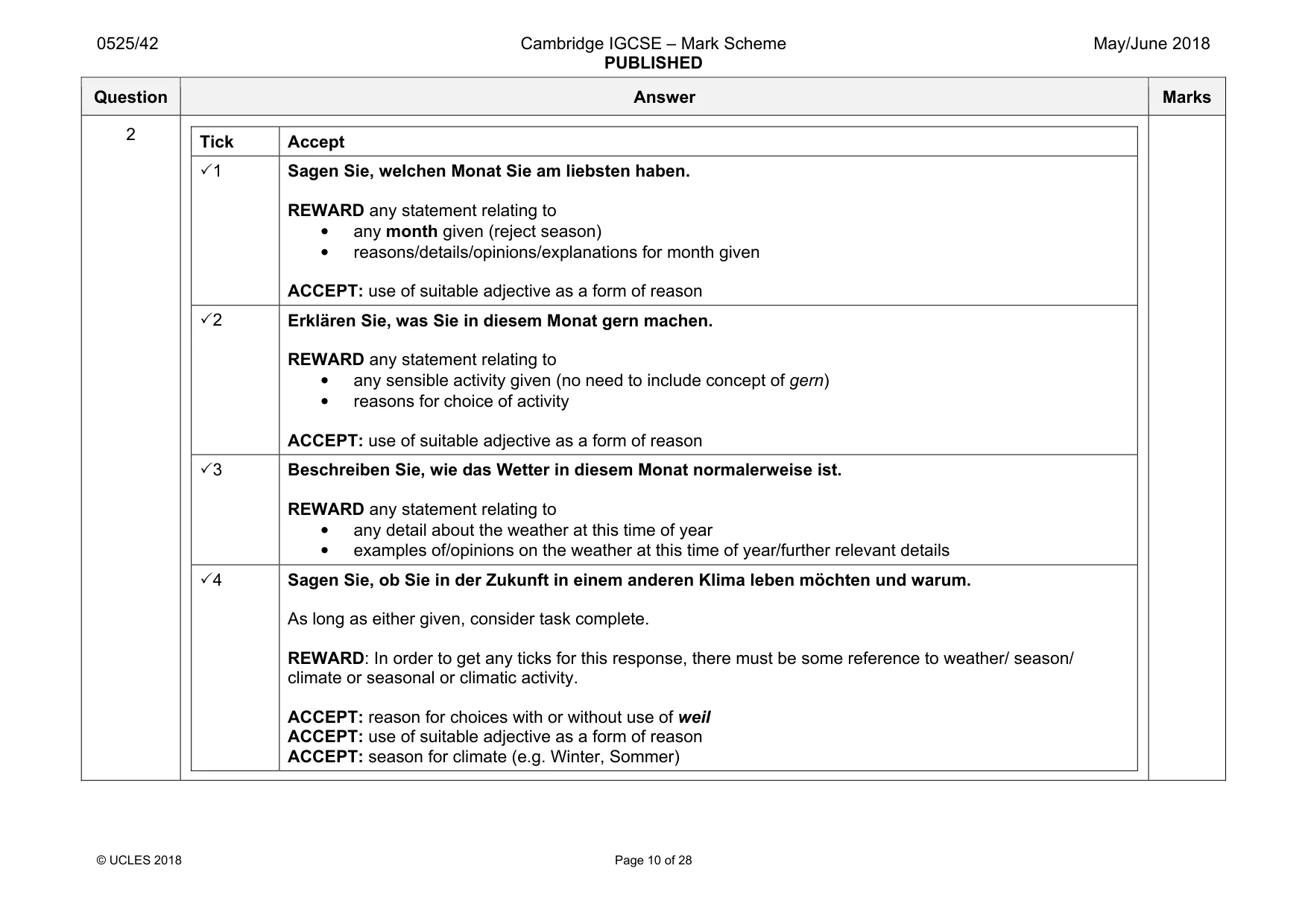 Mark scheme, page 10 of 28
