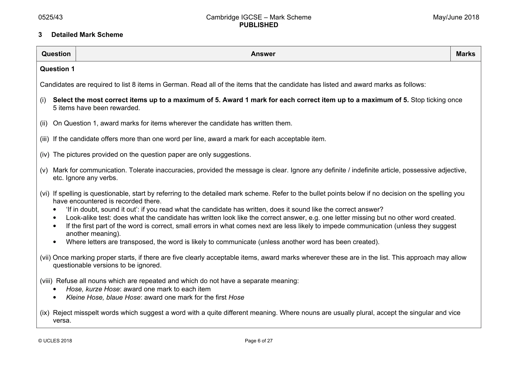 Mark scheme, page 6 of 27