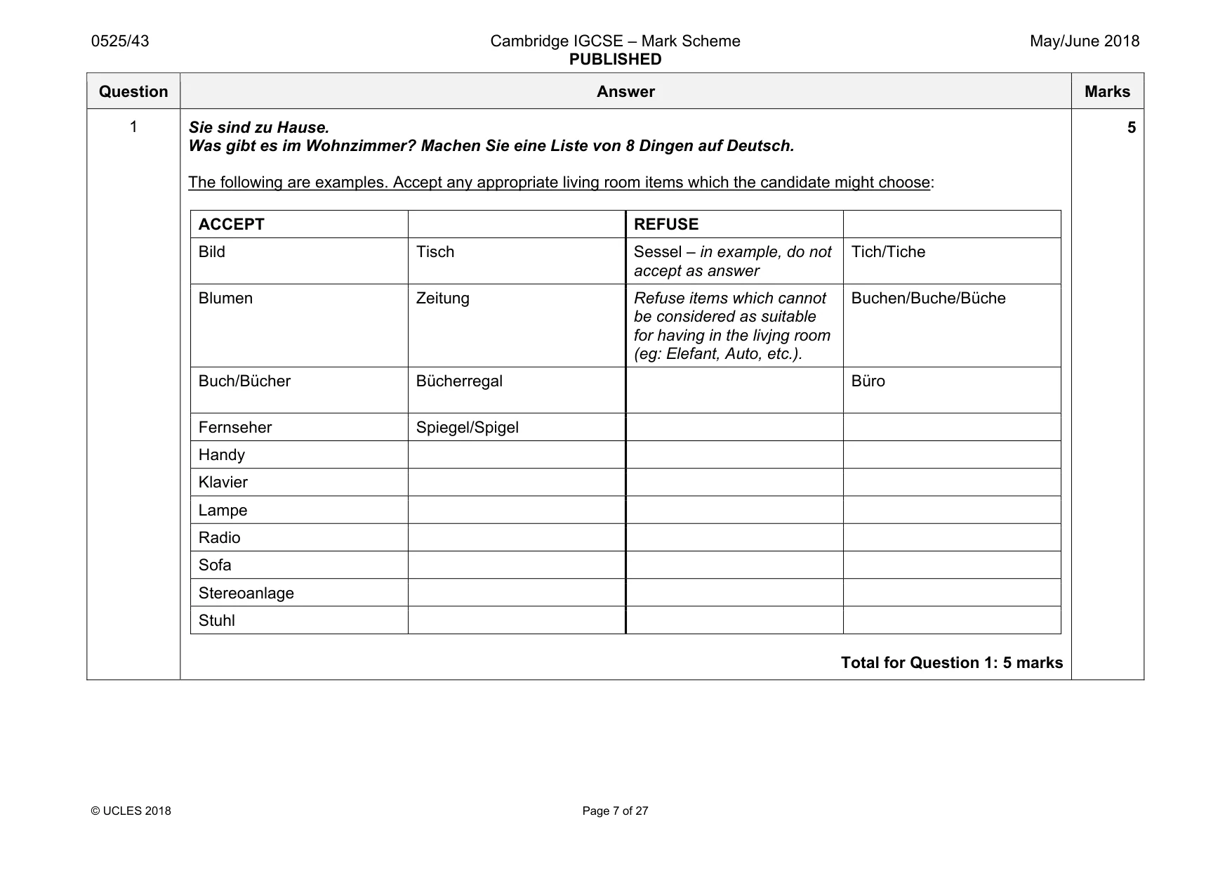 Mark scheme, page 7 of 27