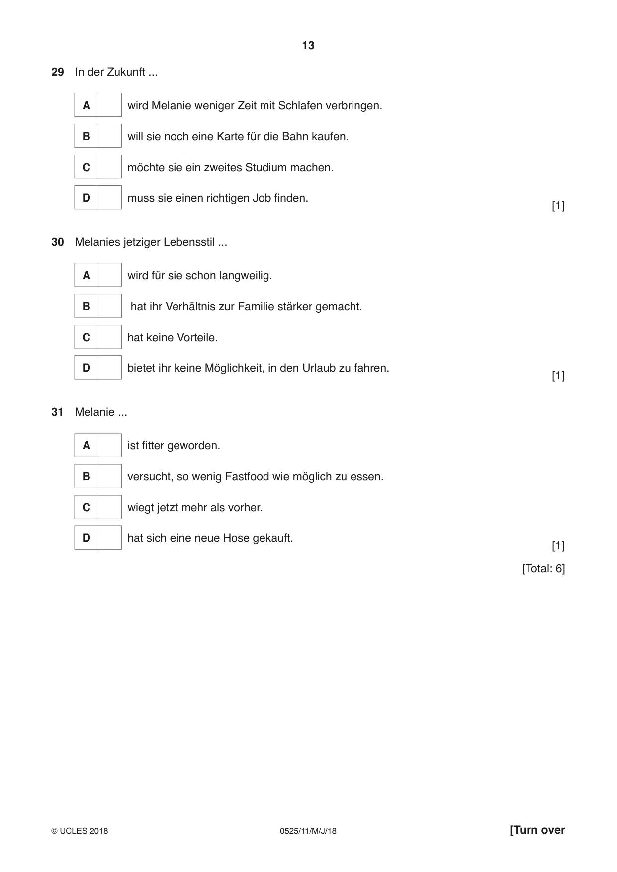 Cambridge IGCSE German - Foreign Language 0525 2018 May/June Paper 1 · Variant 1 question paper, page 13 of 16