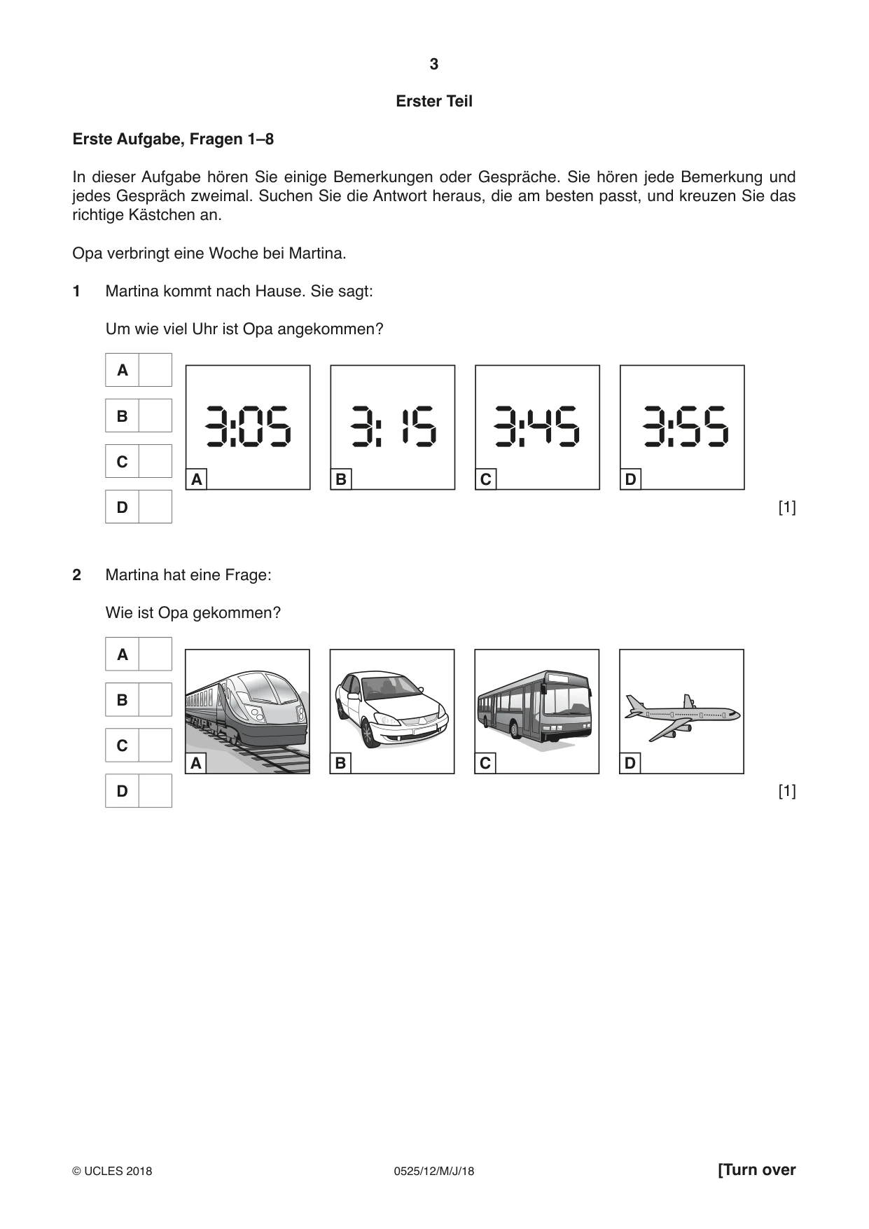 Cambridge IGCSE German - Foreign Language 0525 2018 May/June Paper 1 · Variant 2 question paper, page 3 of 16