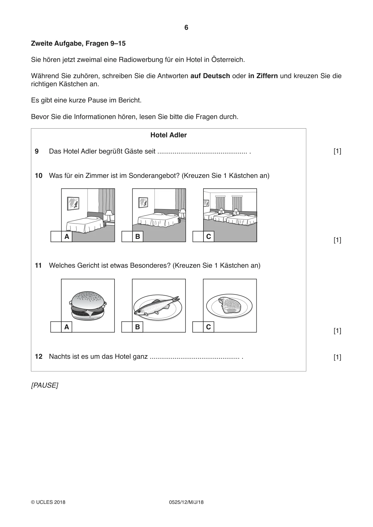 Cambridge IGCSE German - Foreign Language 0525 2018 May/June Paper 1 · Variant 2 question paper, page 6 of 16
