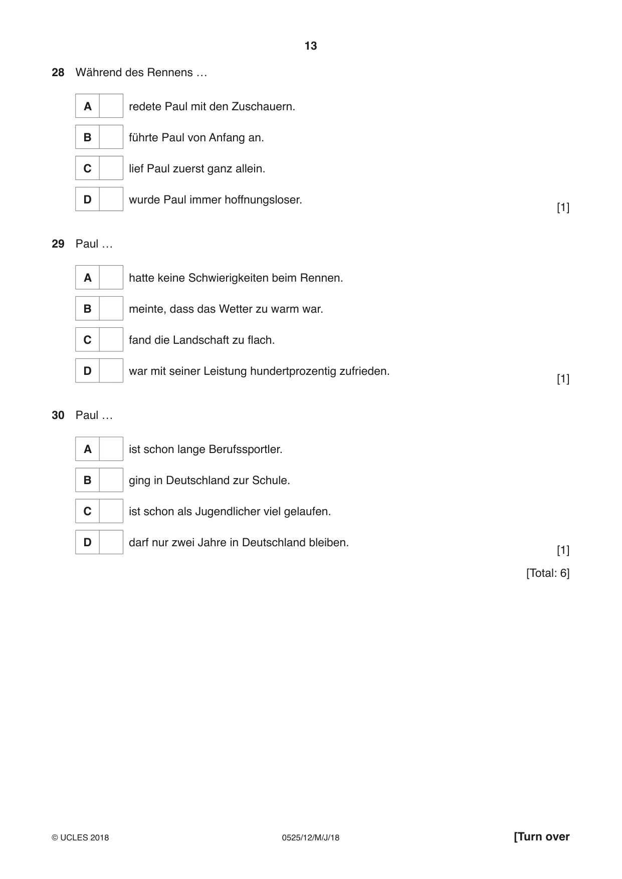 Cambridge IGCSE German - Foreign Language 0525 2018 May/June Paper 1 · Variant 2 question paper, page 13 of 16