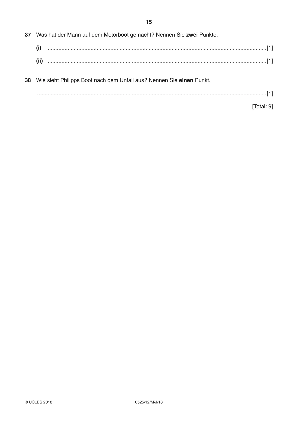 Cambridge IGCSE German - Foreign Language 0525 2018 May/June Paper 1 · Variant 2 question paper, page 15 of 16