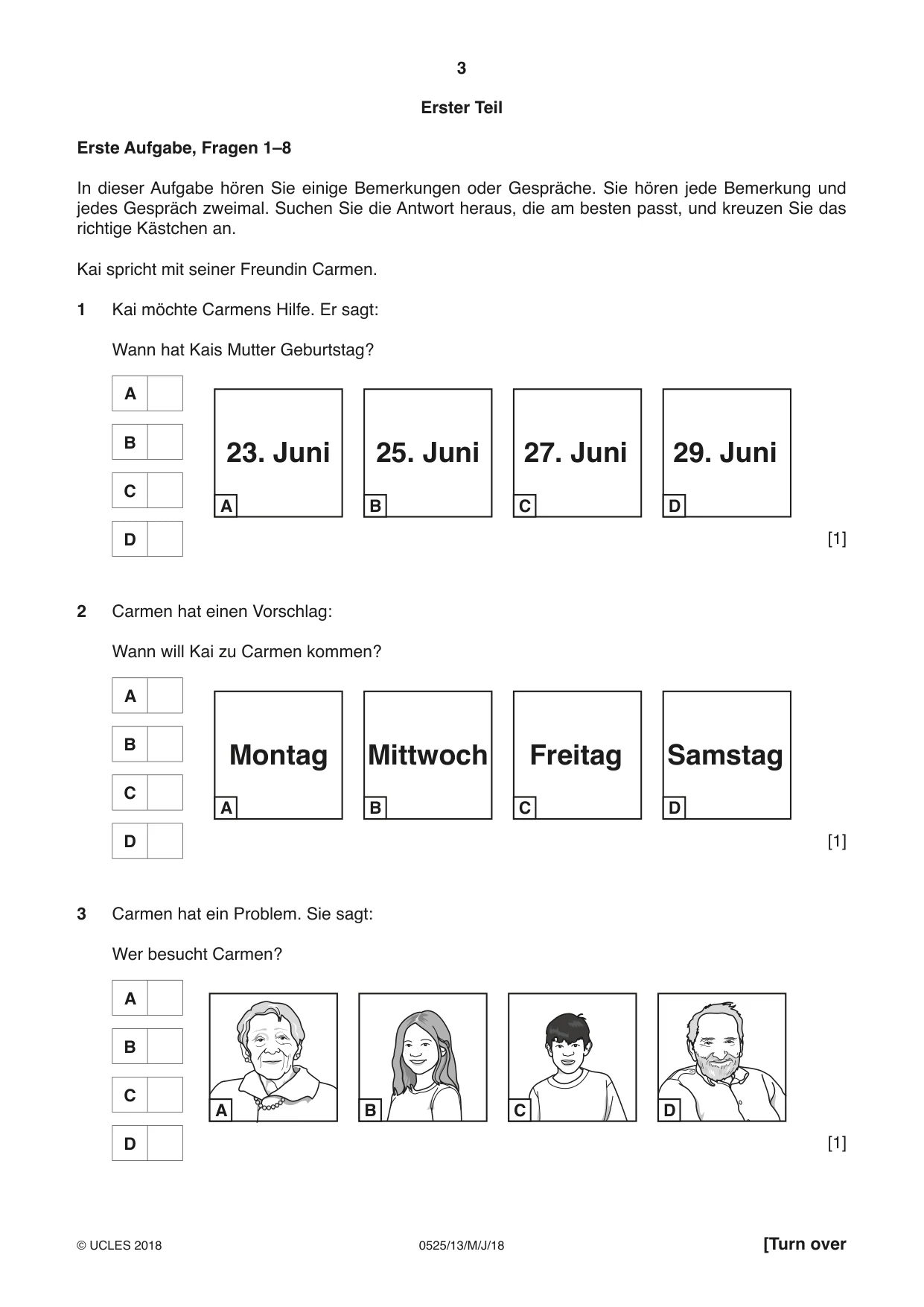 Cambridge IGCSE German - Foreign Language 0525 2018 May/June Paper 1 · Variant 3 question paper, page 3 of 16