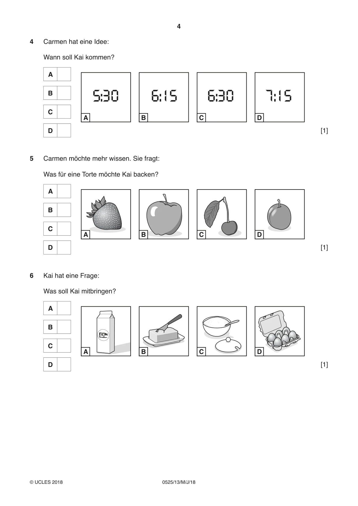 Cambridge IGCSE German - Foreign Language 0525 2018 May/June Paper 1 · Variant 3 question paper, page 4 of 16