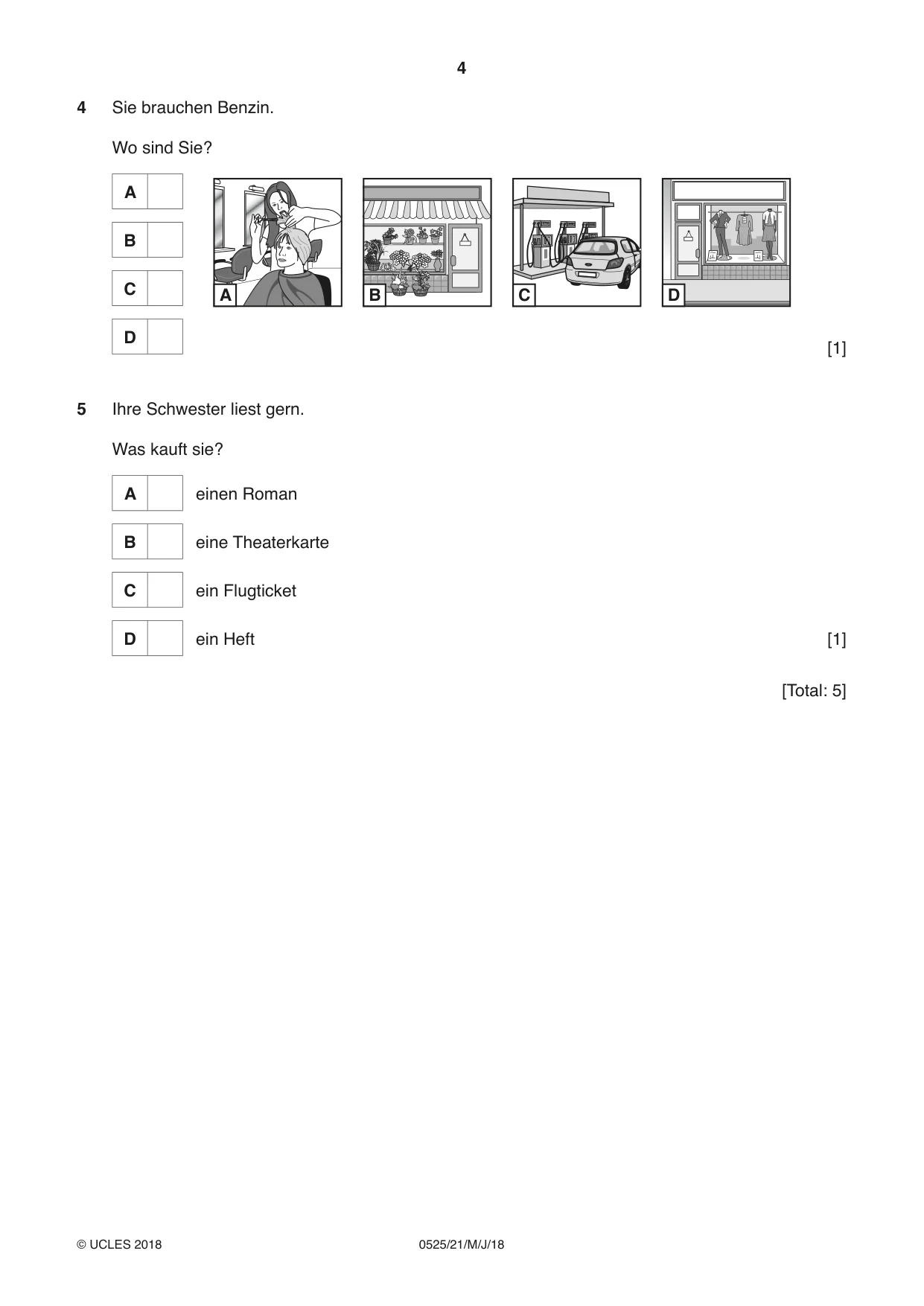 Cambridge IGCSE German - Foreign Language 0525 2018 May/June Paper 2 · Variant 1 question paper, page 4 of 16