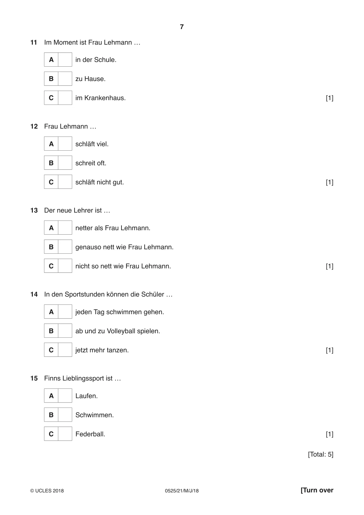 Cambridge IGCSE German - Foreign Language 0525 2018 May/June Paper 2 · Variant 1 question paper, page 7 of 16