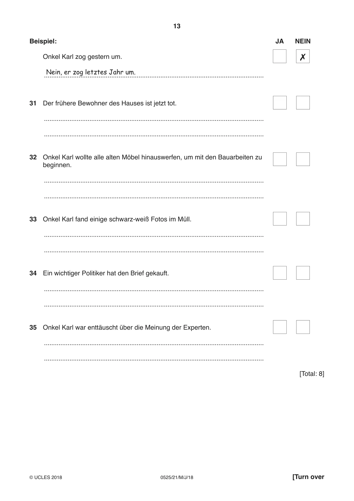 Cambridge IGCSE German - Foreign Language 0525 2018 May/June Paper 2 · Variant 1 question paper, page 13 of 16