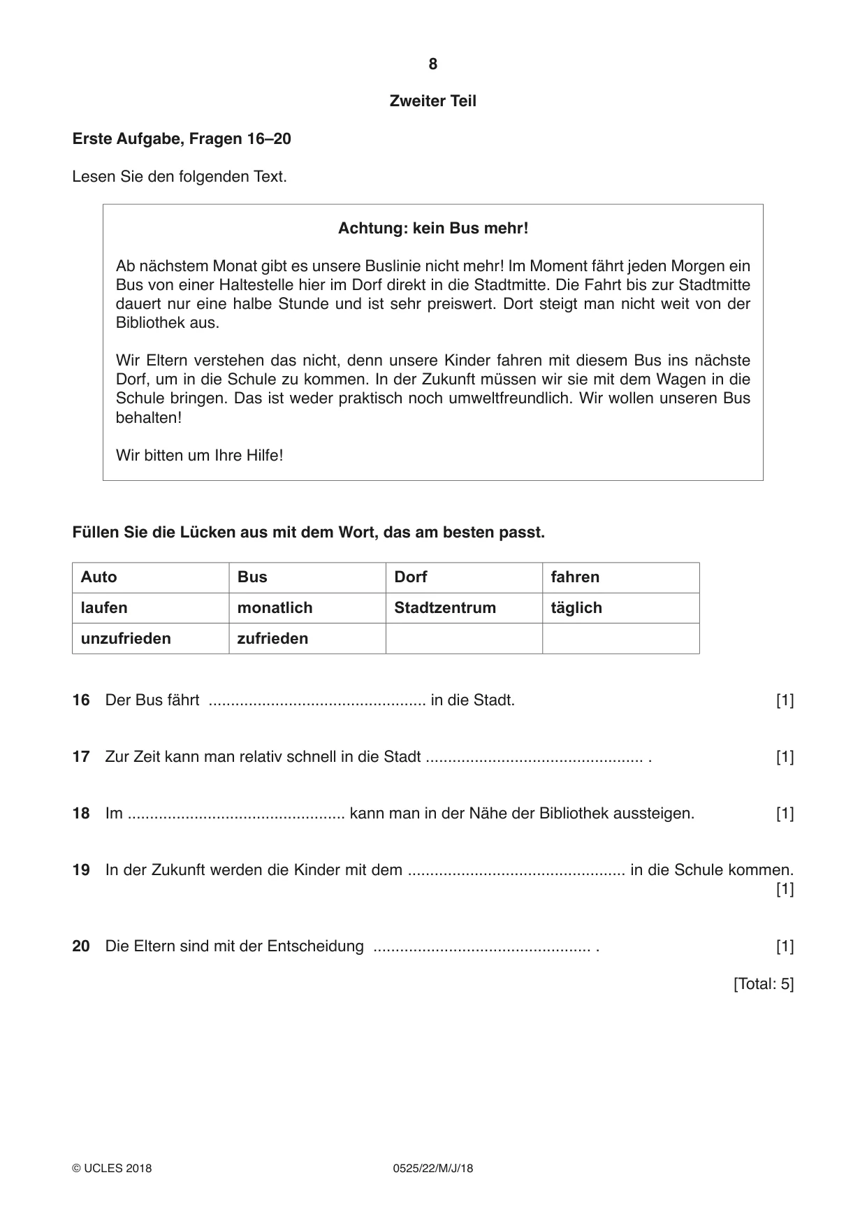 Cambridge IGCSE German - Foreign Language 0525 2018 May/June Paper 2 · Variant 2 question paper, page 8 of 16