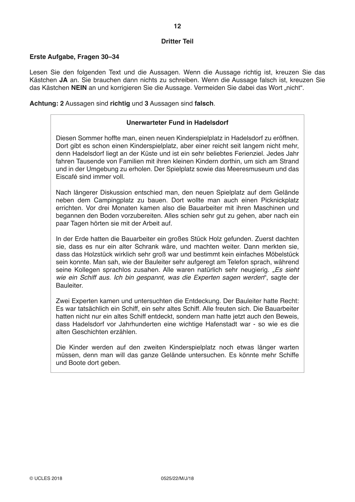 Cambridge IGCSE German - Foreign Language 0525 2018 May/June Paper 2 · Variant 2 question paper, page 12 of 16