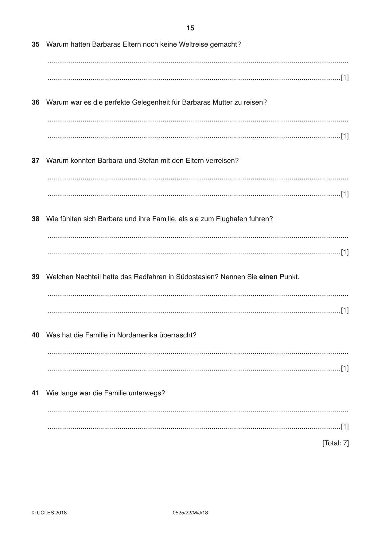 Cambridge IGCSE German - Foreign Language 0525 2018 May/June Paper 2 · Variant 2 question paper, page 15 of 16