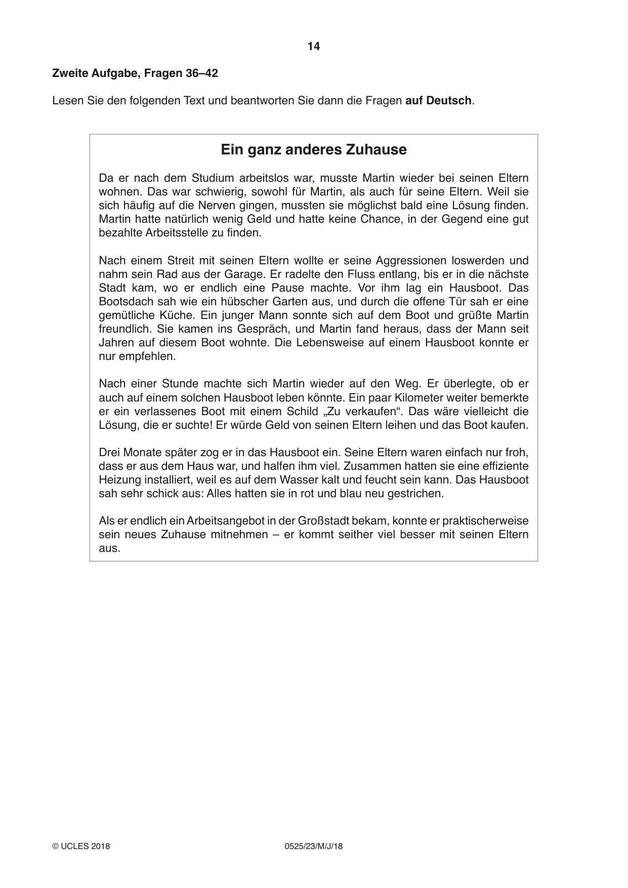 Cambridge IGCSE German - Foreign Language 0525 2018 May/June Paper 2 · Variant 3 question paper, page 14 of 16