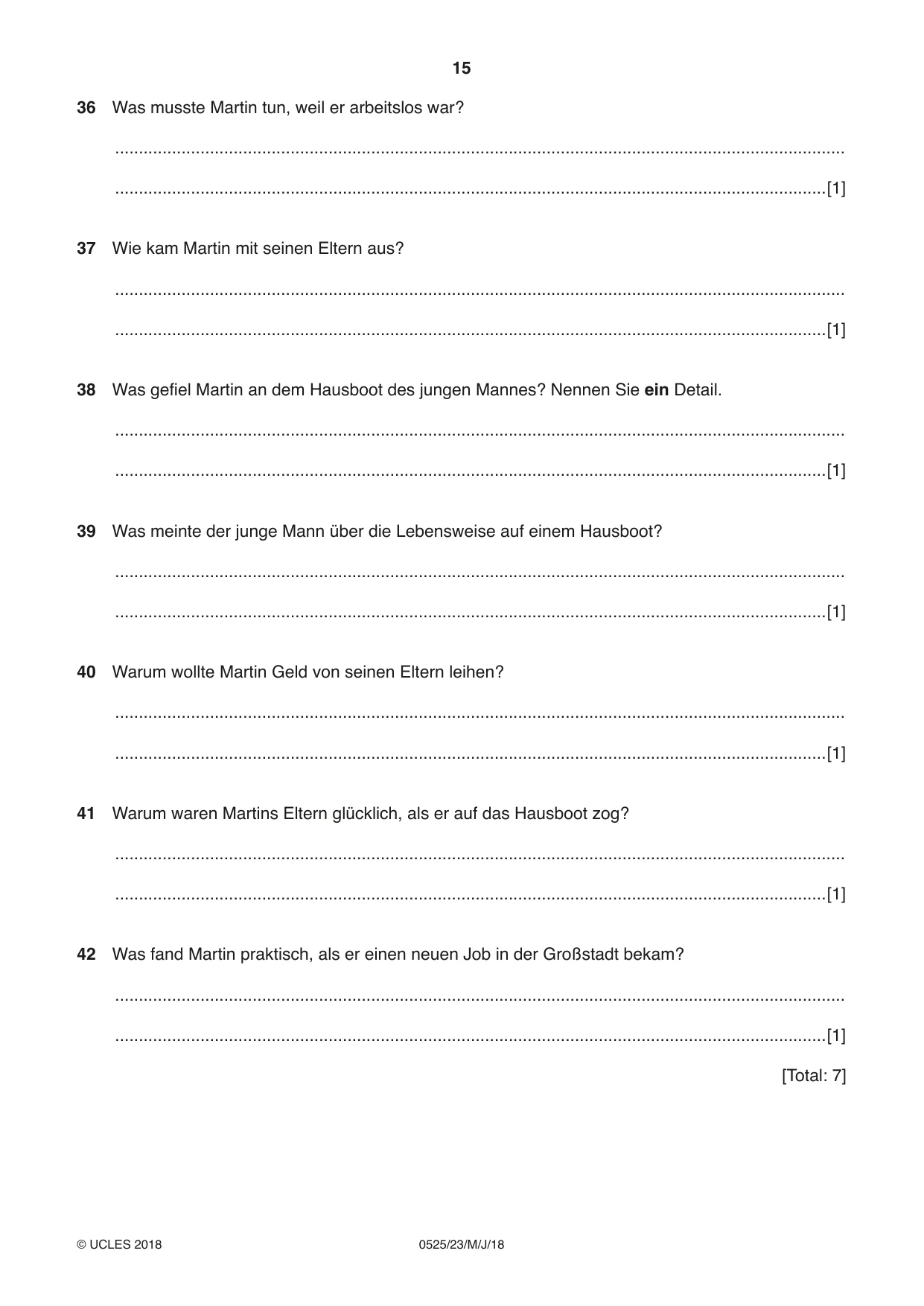 Cambridge IGCSE German - Foreign Language 0525 2018 May/June Paper 2 · Variant 3 question paper, page 15 of 16