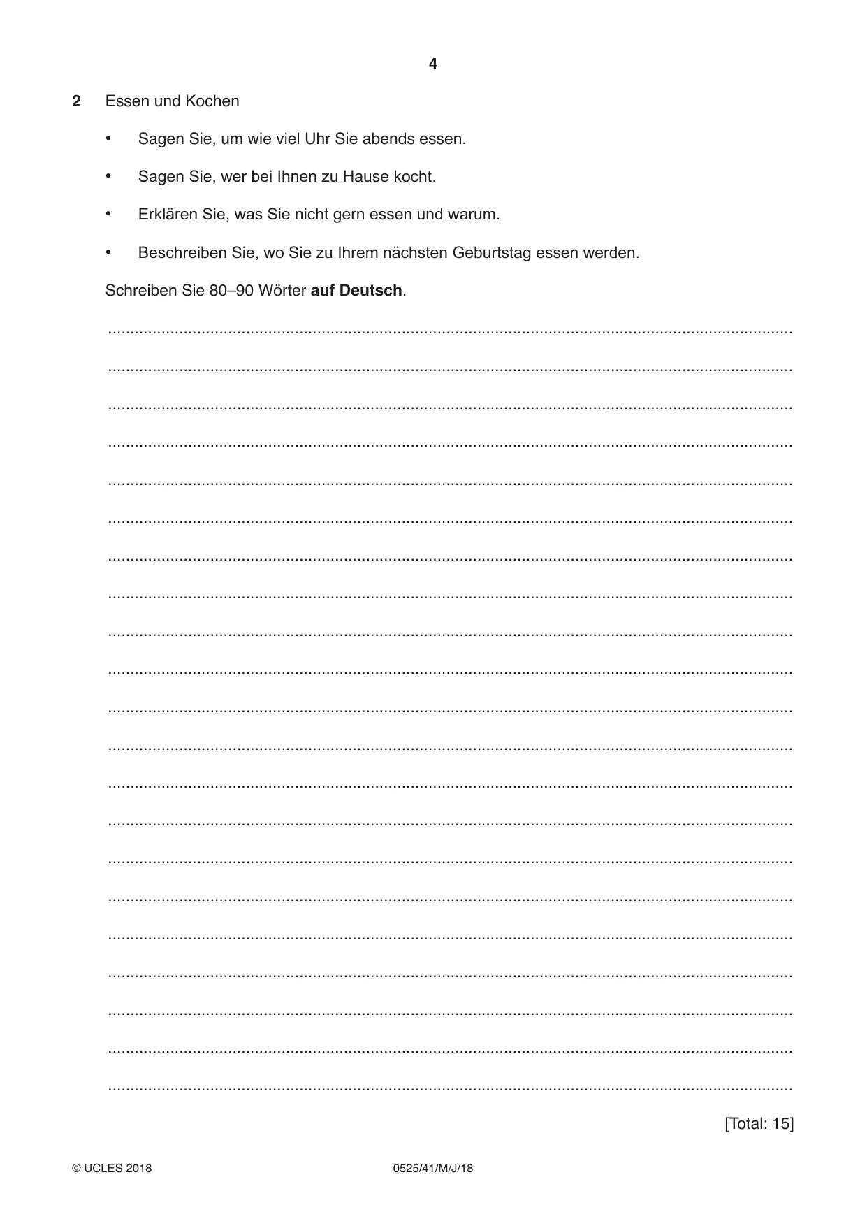 Cambridge IGCSE German - Foreign Language 0525 2018 May/June Paper 4 · Variant 1 question paper, page 4 of 8