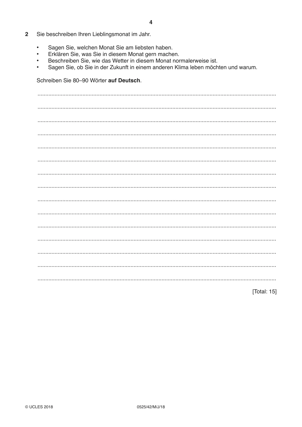 Cambridge IGCSE German - Foreign Language 0525 2018 May/June Paper 4 · Variant 2 question paper, page 4 of 8