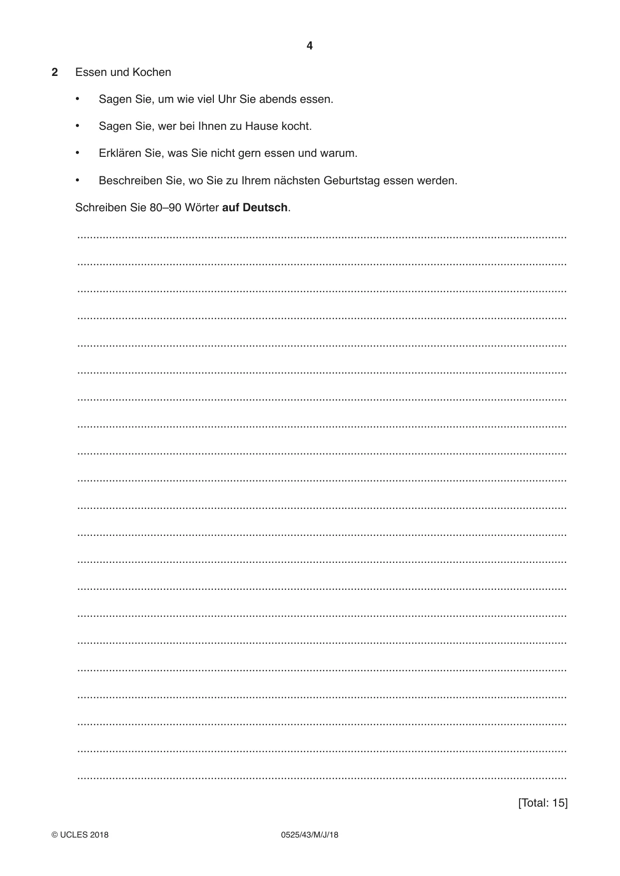 Cambridge IGCSE German - Foreign Language 0525 2018 May/June Paper 4 · Variant 3 question paper, page 4 of 8