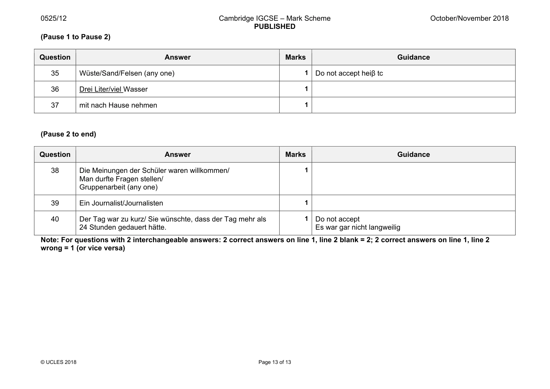 Mark scheme, page 13 of 13
