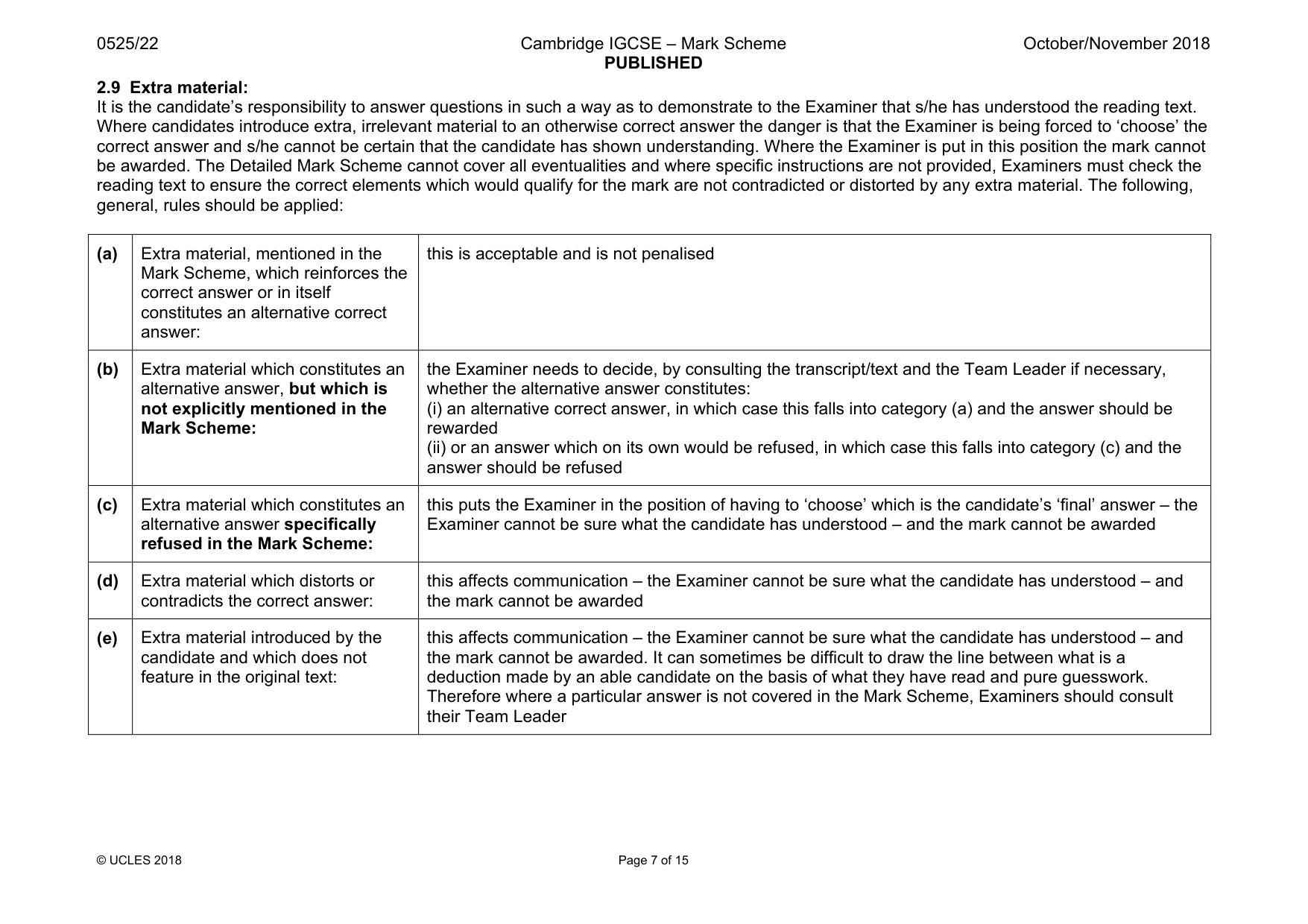 Mark scheme, page 7 of 15
